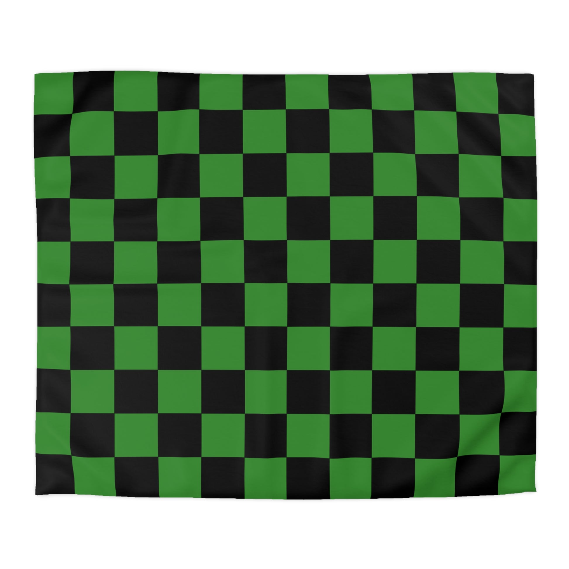 Checkerboard Green and Black Microfiber Duvet Cover, Artsulli - Art is Long, Life is Short, Home Decor, Size, King, Color, White, , , 55471769709686857235