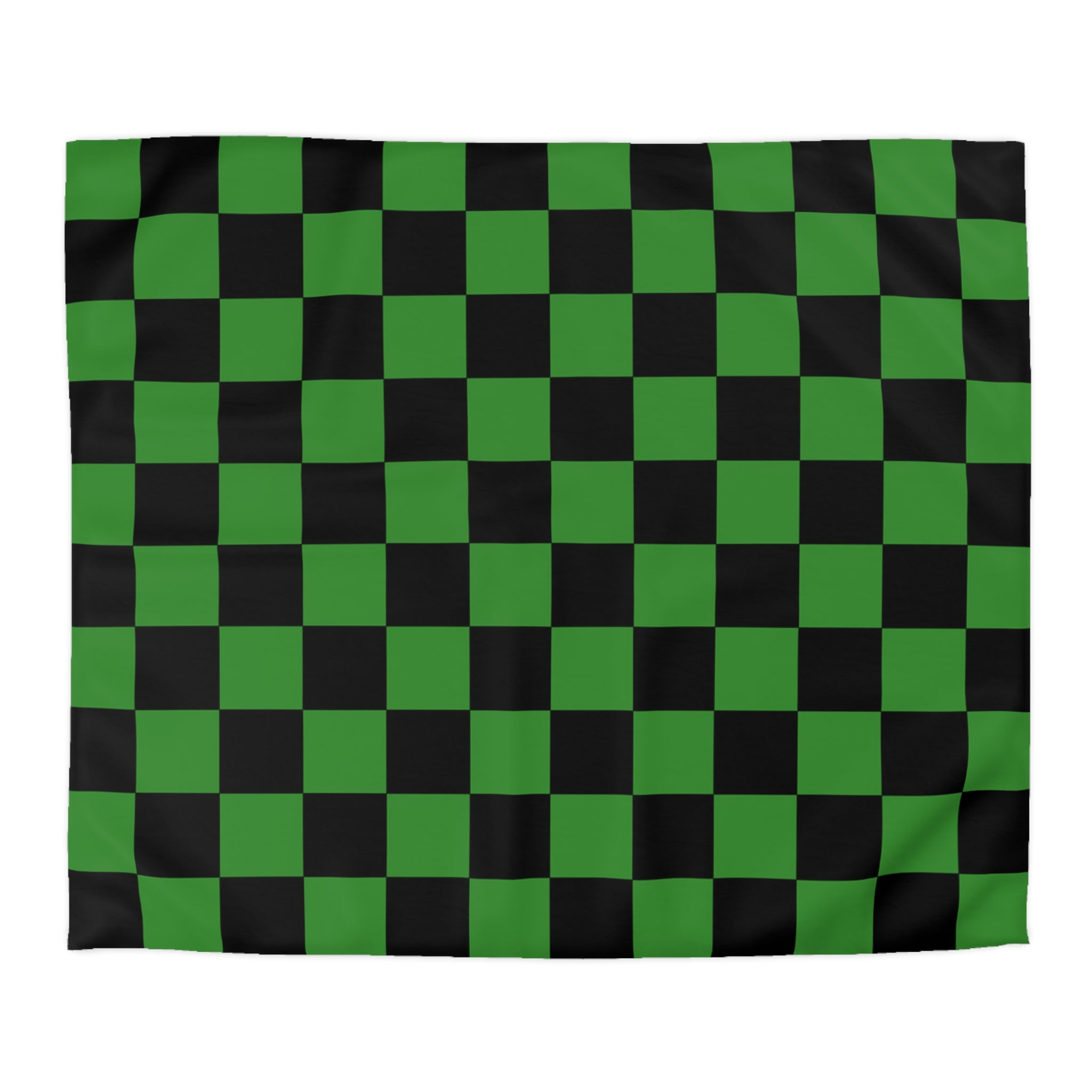 Checkerboard Green and Black Microfiber Duvet Cover, Artsulli - Art is Long, Life is Short, Home Decor, Size, King, Color, White, , , 55471769709686857235