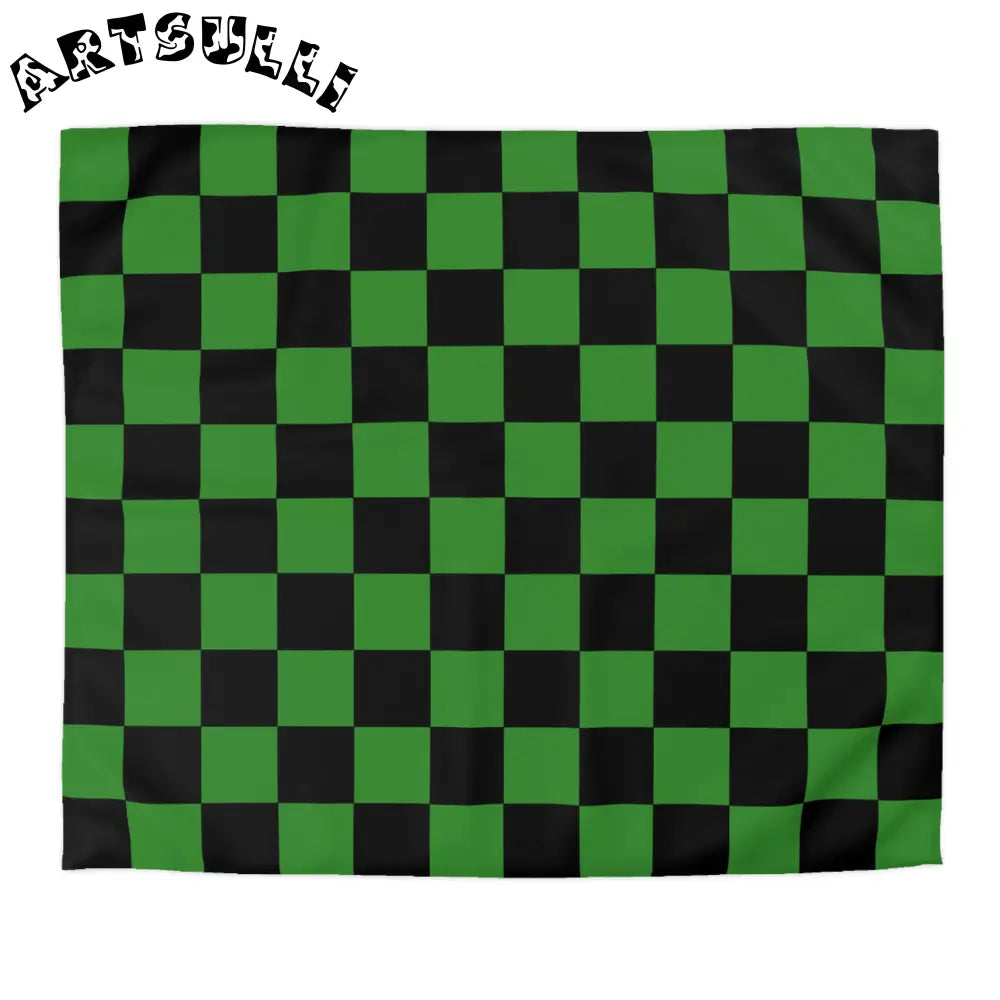 JAKKOUTTHEBXX Checkerboard Green and Black Microfiber Duvet Cover