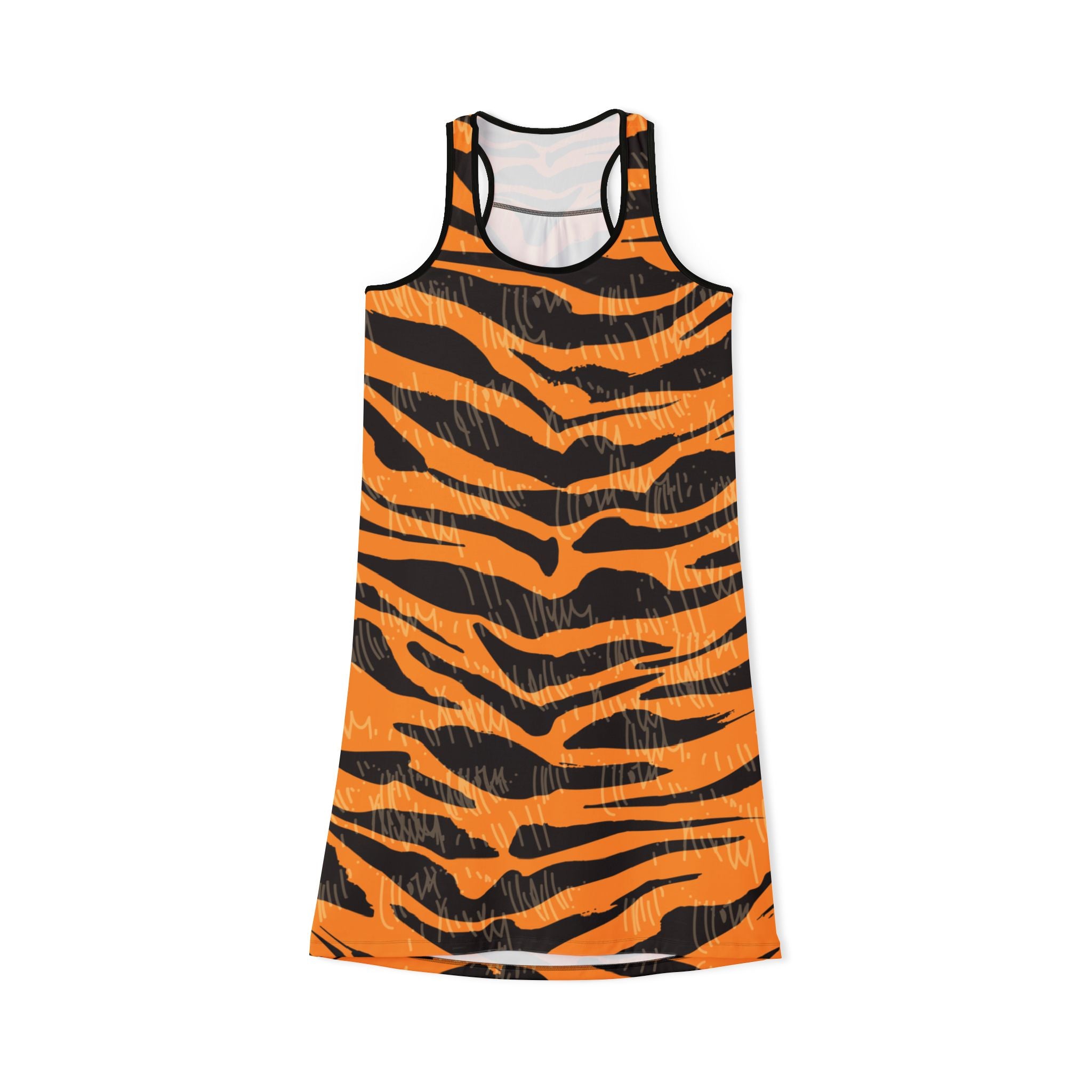 Tiger Scratches Orange & Black Women's Racerback Dress (AOP), Artsulli - Art is Long, Life is Short, Tank Top, Size, XS, Color, Black, , , 13206897337544