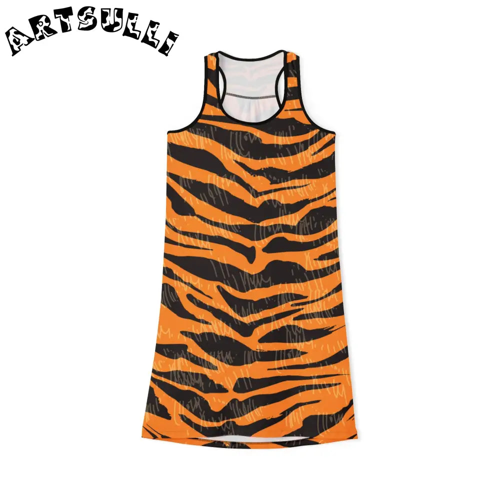 JAKKOUTTHEBXX Tiger Scratches Orange & Black Women’s Racerback Dress