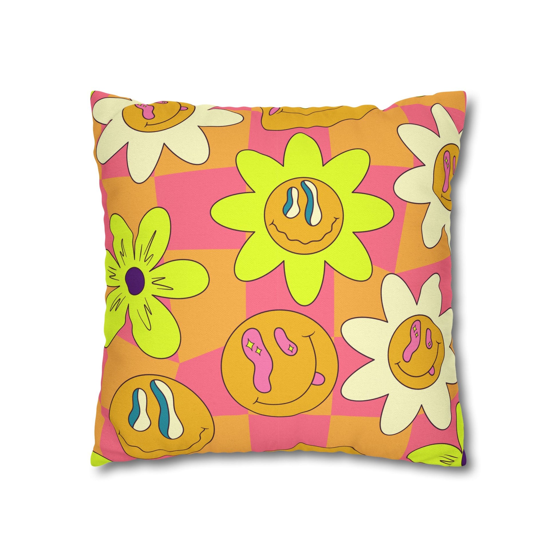 Trippy Sour Face Rave Spun Polyester Square Pillowcase, Artsulli - Art is Long, Life is Short, Home Decor, , , , , , , 