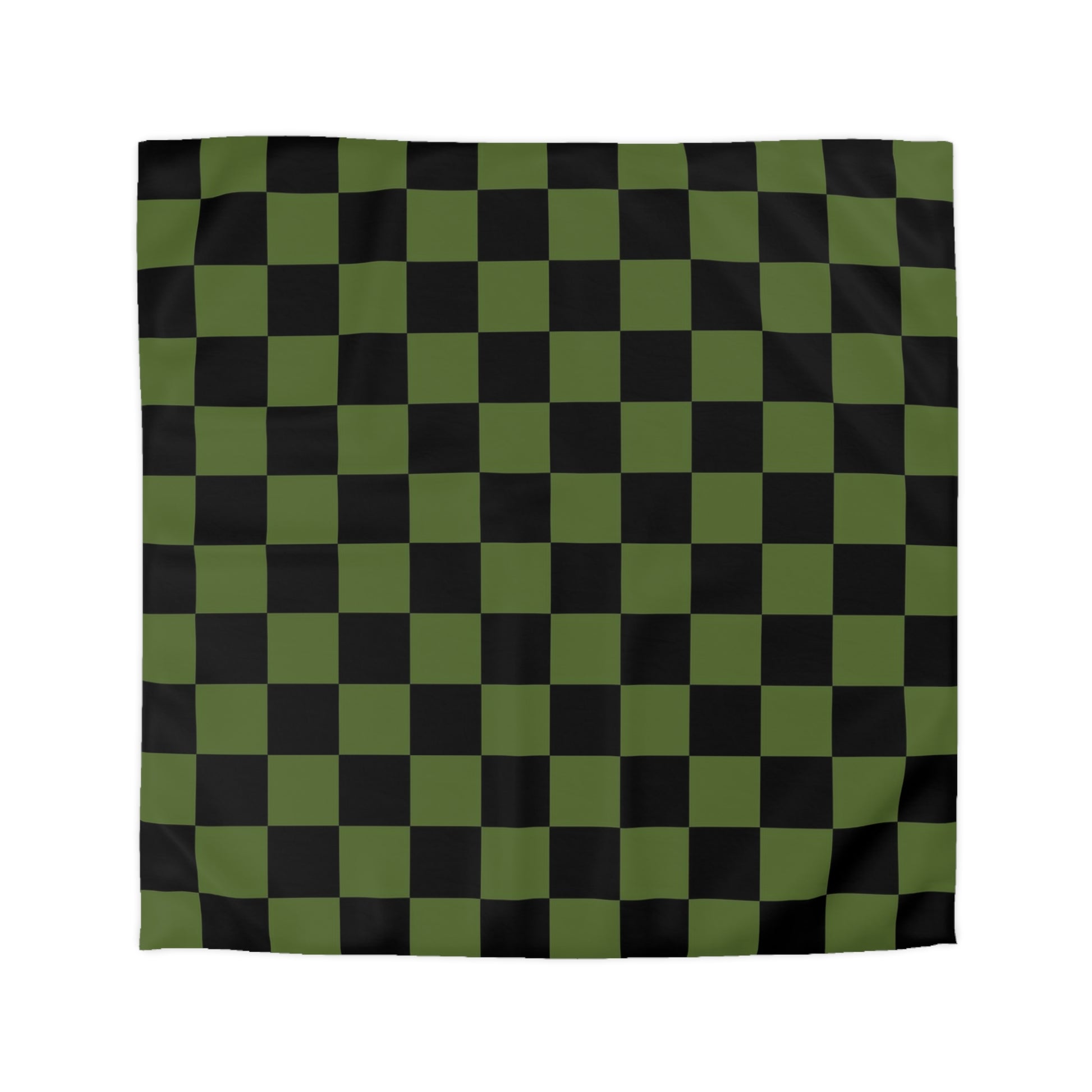 Checkerboard Olive Green and Black Microfiber Duvet Cover, Artsulli - Art is Long, Life is Short, Home Decor, Size, Queen, Color, White, , , 20023857559761787946