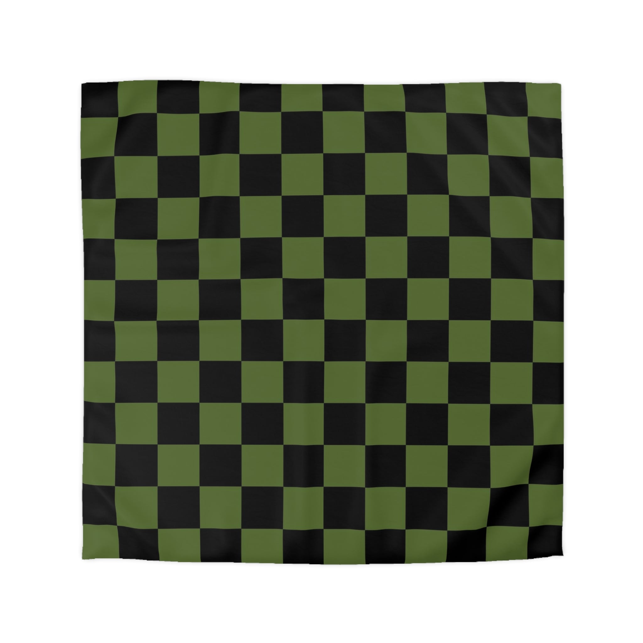 Checkerboard Olive Green and Black Microfiber Duvet Cover, Artsulli - Art is Long, Life is Short, Home Decor, Size, Queen, Color, White, , , 20023857559761787946