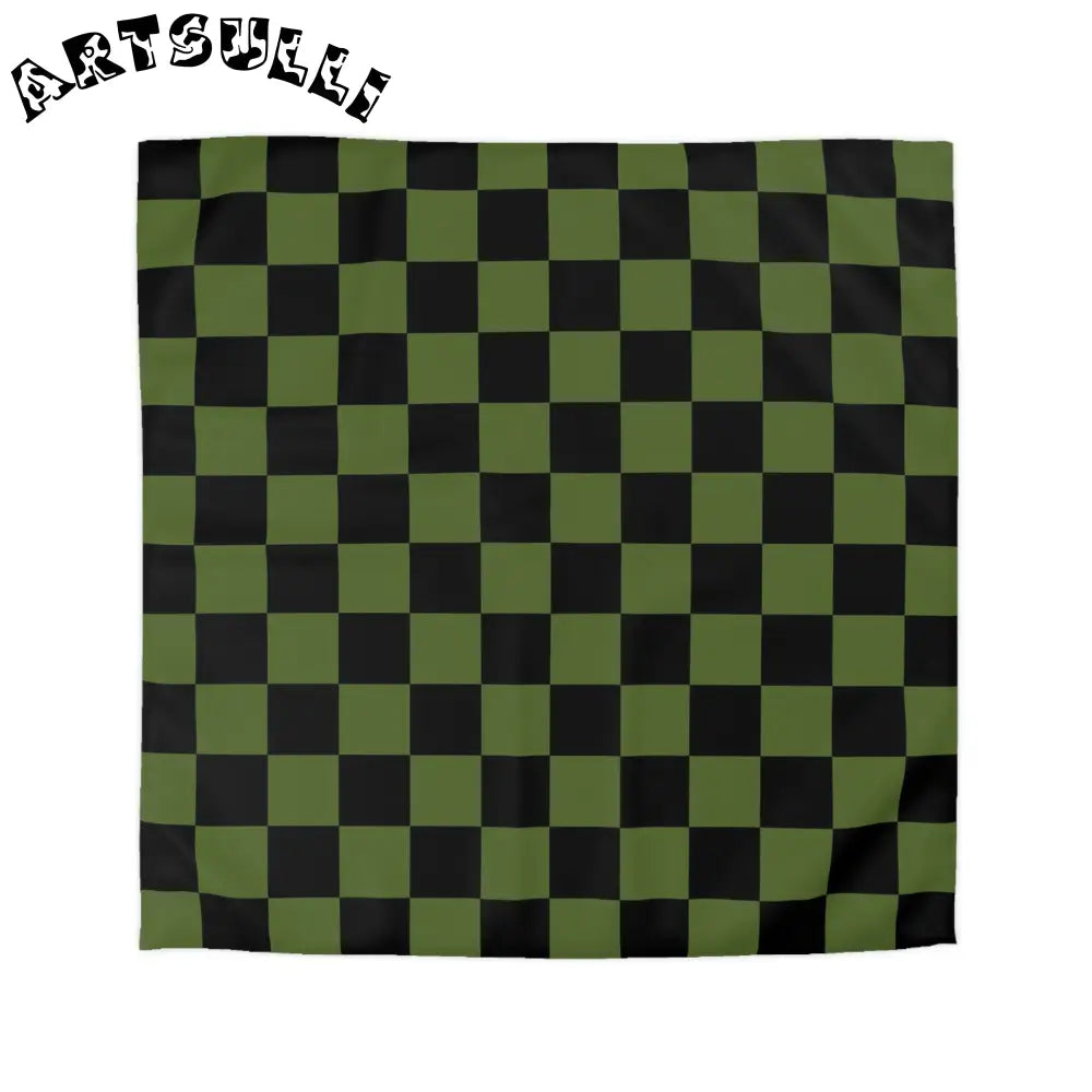 JAKKOUTTHEBXX Checkerboard Olive Green and Black Microfiber Duvet