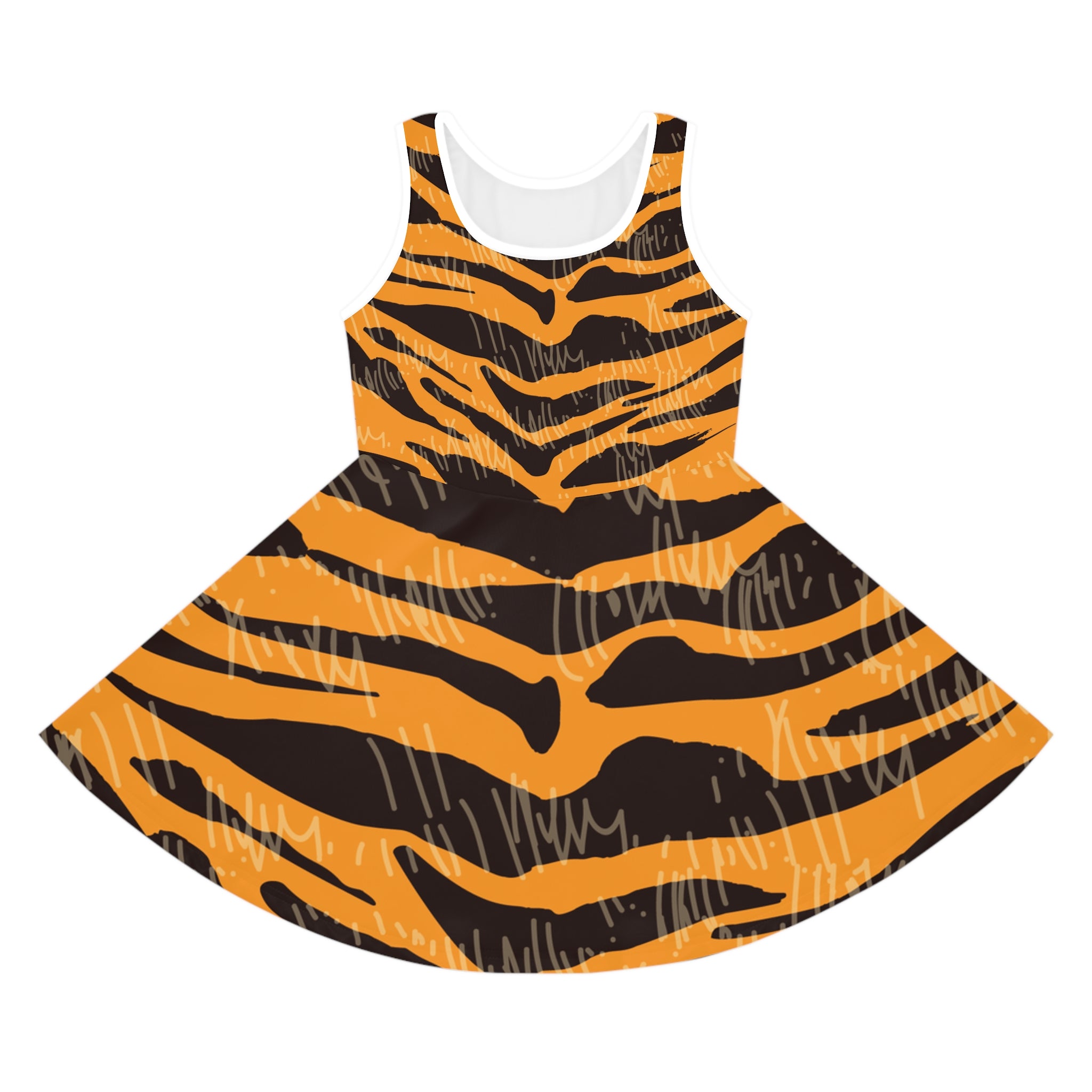 Tiger Scratches Orange & Black Girls' Sleeveless Sundress (AOP), Artsulli - Art is Long, Life is Short, All Over Prints, Color, Seam thread color automatically matched to design, Size, 2T, , , 12958569529235