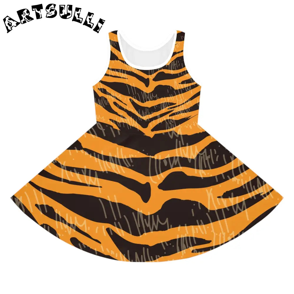 JAKKOUTTHEBXX Tiger Scratches Orange & Black Girls’ Sleeveless