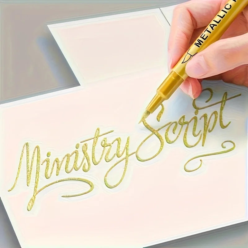 4pcs Golden & Silvery Permanent Marker Pens - Waterproof, Ideal for DIY Crafts, Resin Art, and Office Supplies, Painting Tools