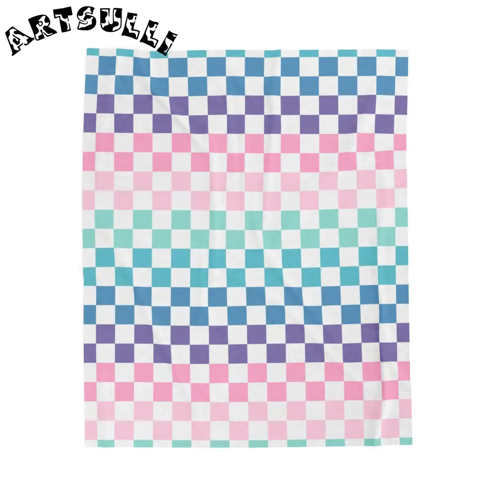 JAKKOUTTHEBXX Vaporwave Rainbow Checkerboard Multi-Color Velveteen