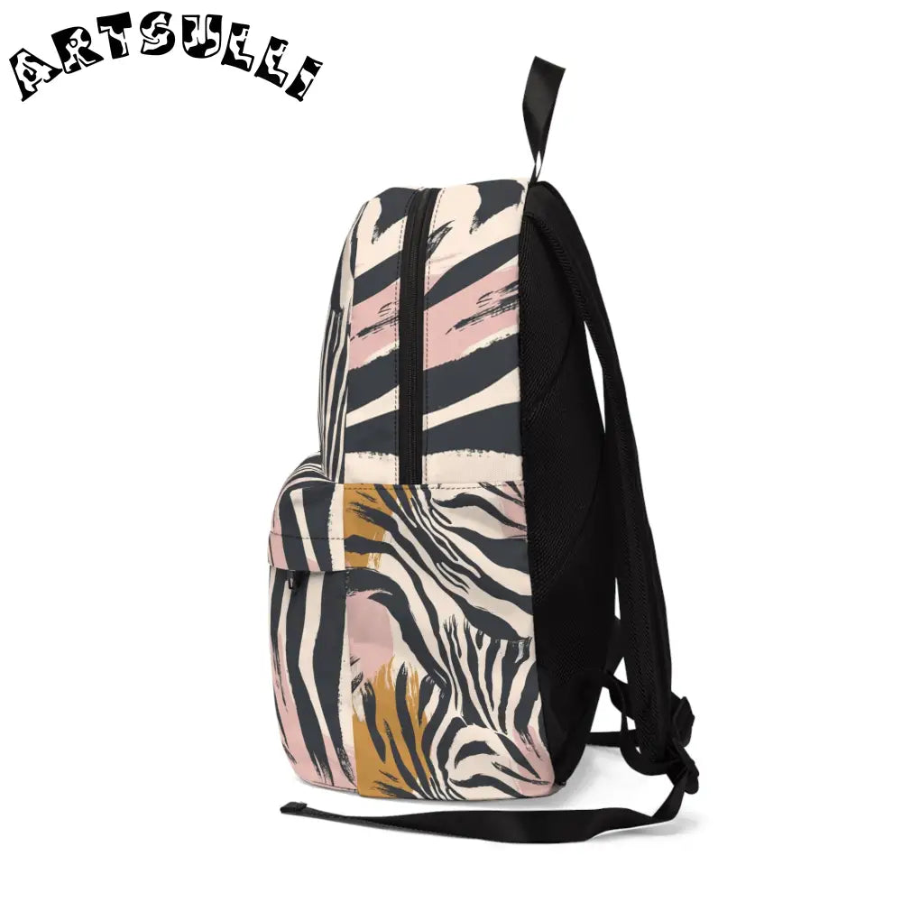 JAKKOUTTHEBXX Beige Zebra Jungle Flats Unisex Classic Backpack
