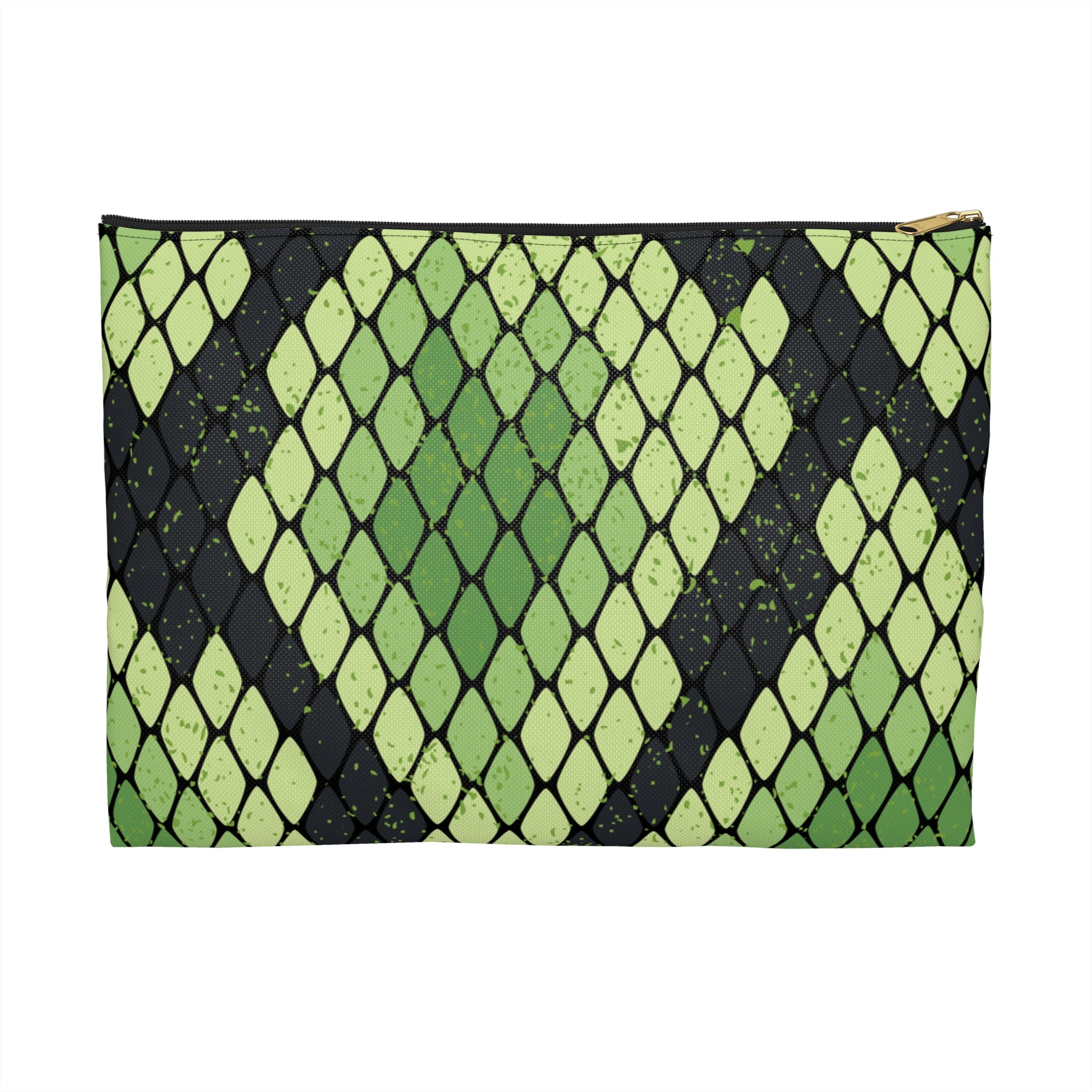 Snake Skin Green and Black Accessory Pouch, Artsulli - Art is Long, Life is Short, Bags, Size, Large, Color, Black zipper, , , 11142006703879