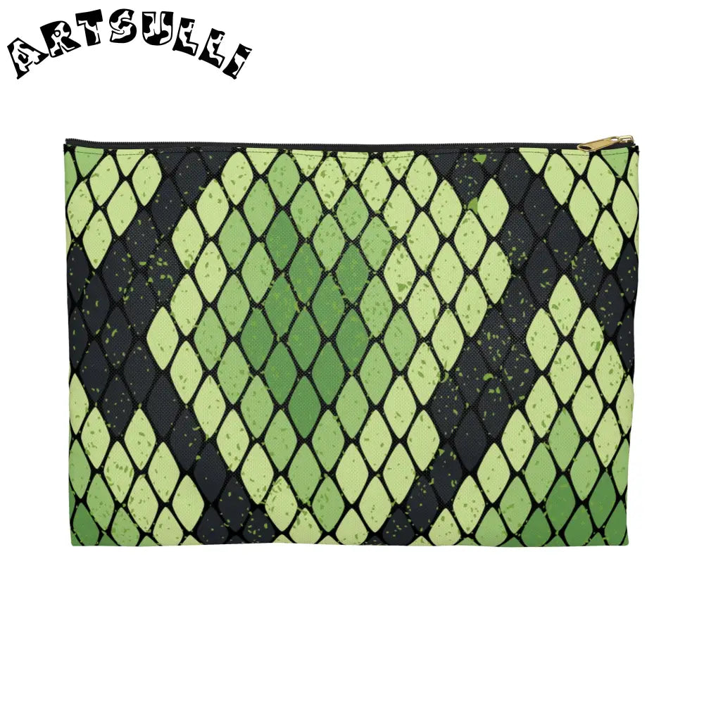 JAKKOUTTHEBXX Snake Skin Green and Black Accessory Pouch
