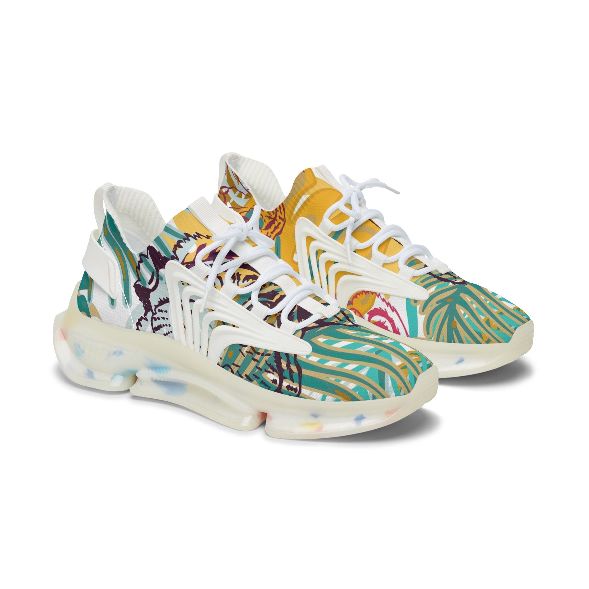 Tropical Jungle Tigers Brown and Green Women's Mesh Sneakers, Artsulli - Art is Long, Life is Short, Shoes, Color, White sole, Size, US 5.5, , , 14579679127563