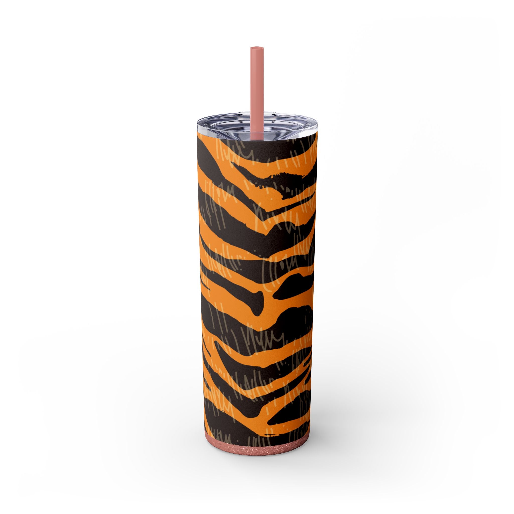 Tiger Scratches Orange & Black Skinny Tumbler with Straw, 20oz, Artsulli - Art is Long, Life is Short, Mug, Finish, Glossy, Color, Glitter Dusty Rose, Size, 20oz, 13050020259423
