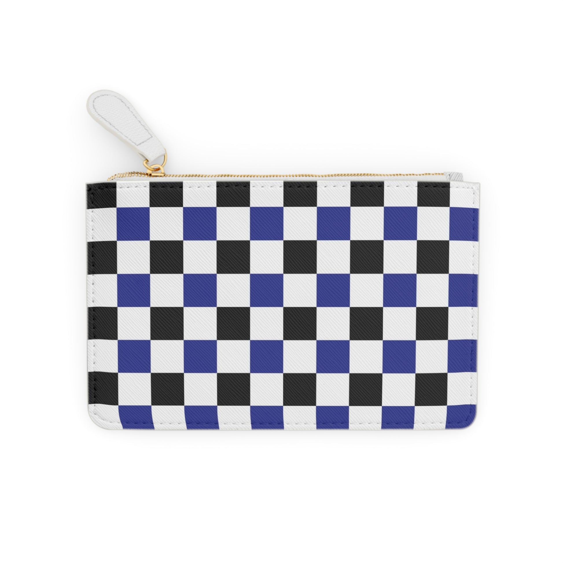 Checkerboard Blue White and Black Mini Clutch Bag, Artsulli - Art is Long, Life is Short, Bags, , , , , , , 