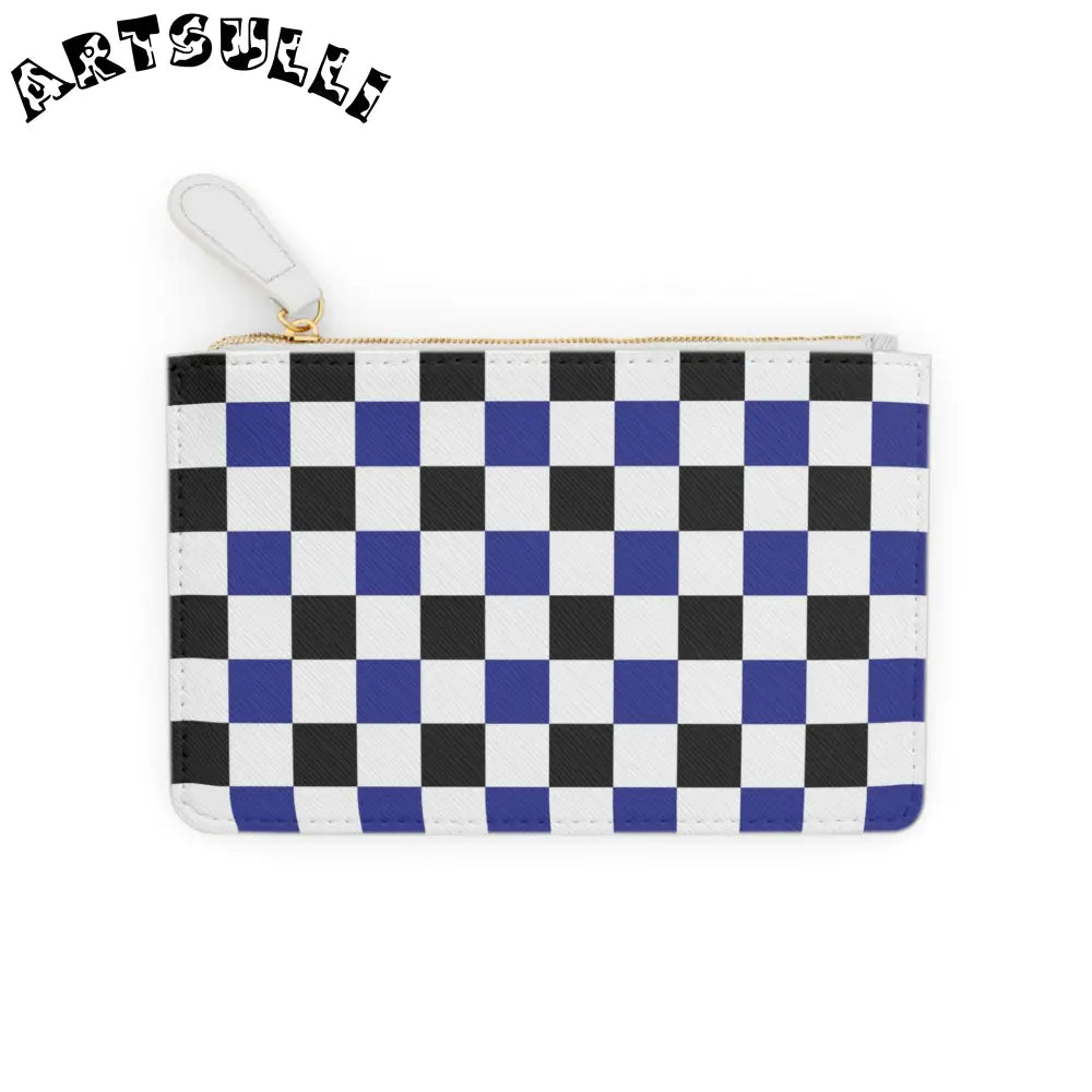 JAKKOUTTHEBXX Checkerboard Blue White and Black Mini Clutch Bag