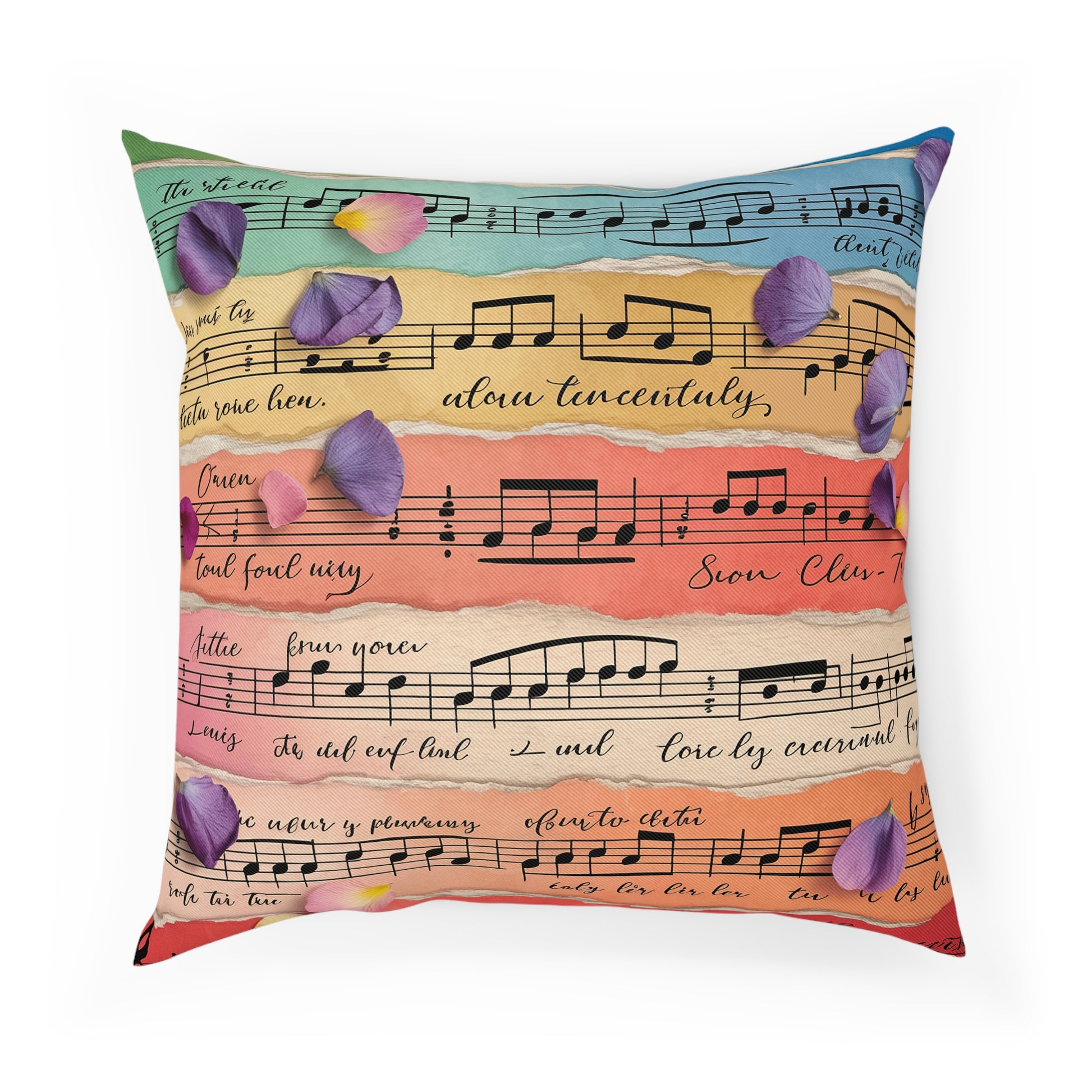 Torn Type Beat Sheet Music Multi-Color Cushion, Artsulli - Art is Long, Life is Short, Home Decor, Size, 18.1" × 18.1", , , , , 10452895027569295820