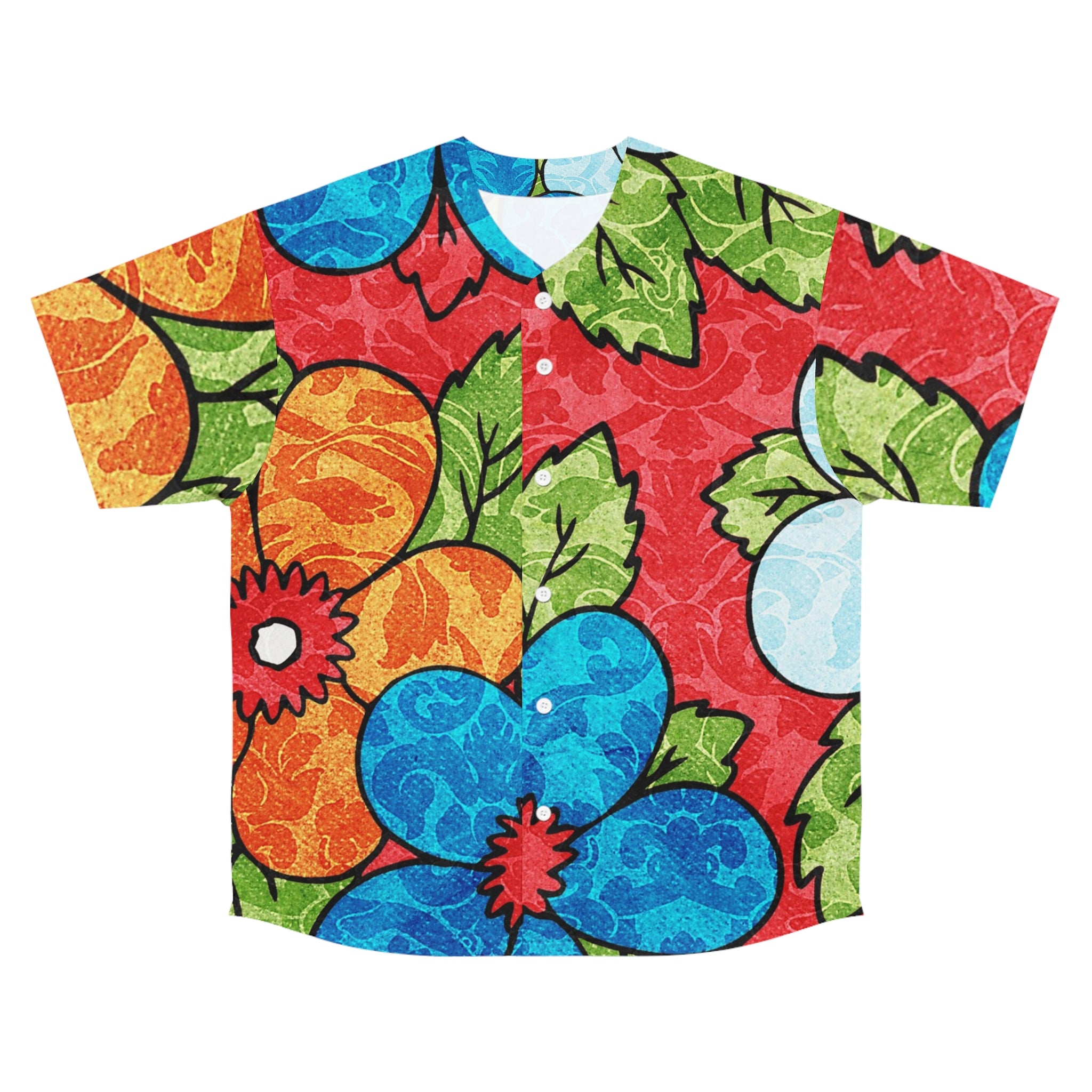 Groovy Red Floral Kl Men's Baseball Jersey (AOP), Artsulli - Art is Long, Life is Short, All Over Prints, Size, S, Color, Seam thread color automatically matched to design, , , 13191827876890788097