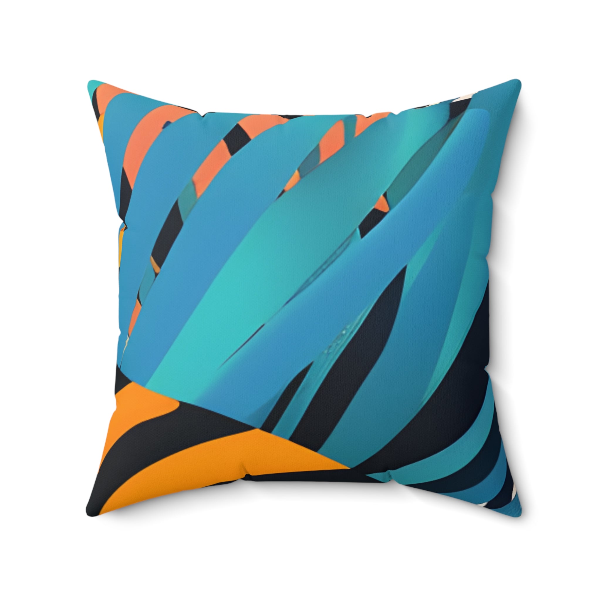 Palm Leaves x Tiger Stripes Orange and Blue Faux Suede Square Pillow, Artsulli - Art is Long, Life is Short, Home Decor, , , , , , , 