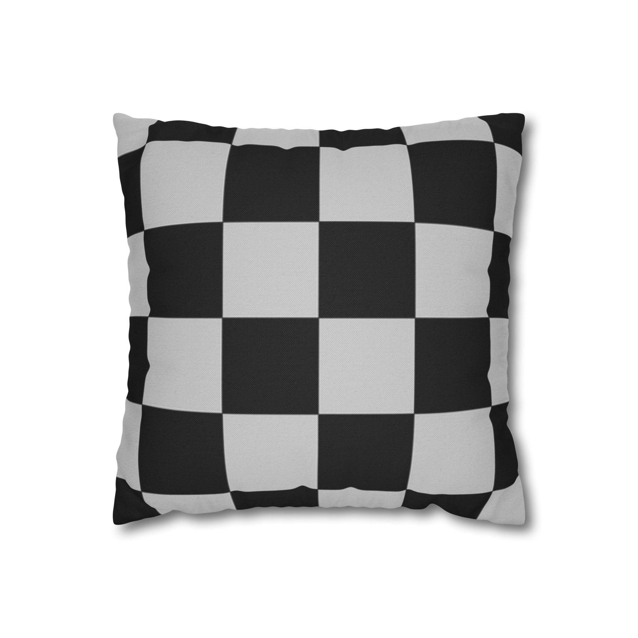 Checkerboard Dada Black and Light Gray Spun Polyester Square Pillowcase, Artsulli - Art is Long, Life is Short, Home Decor, Size, 14" × 14", , , , , 10252630924593456661