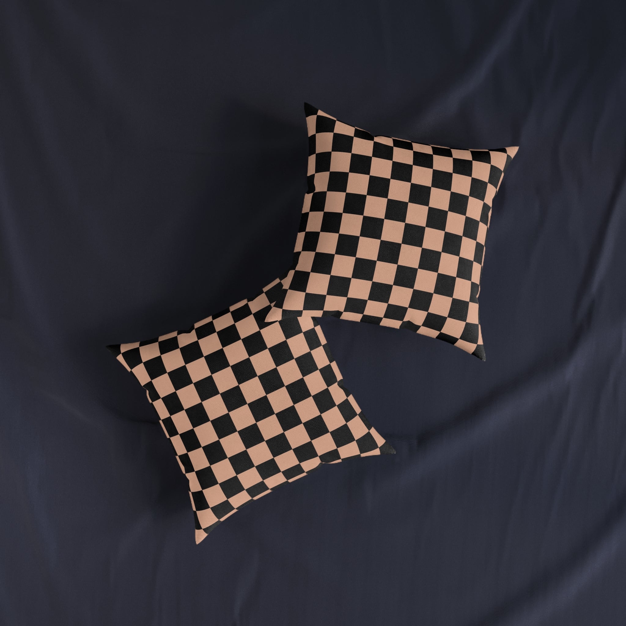 Checkerboard Soft Orange and Black Square Pillow, Artsulli - Art is Long, Life is Short, Home Decor, , , , , , , 
