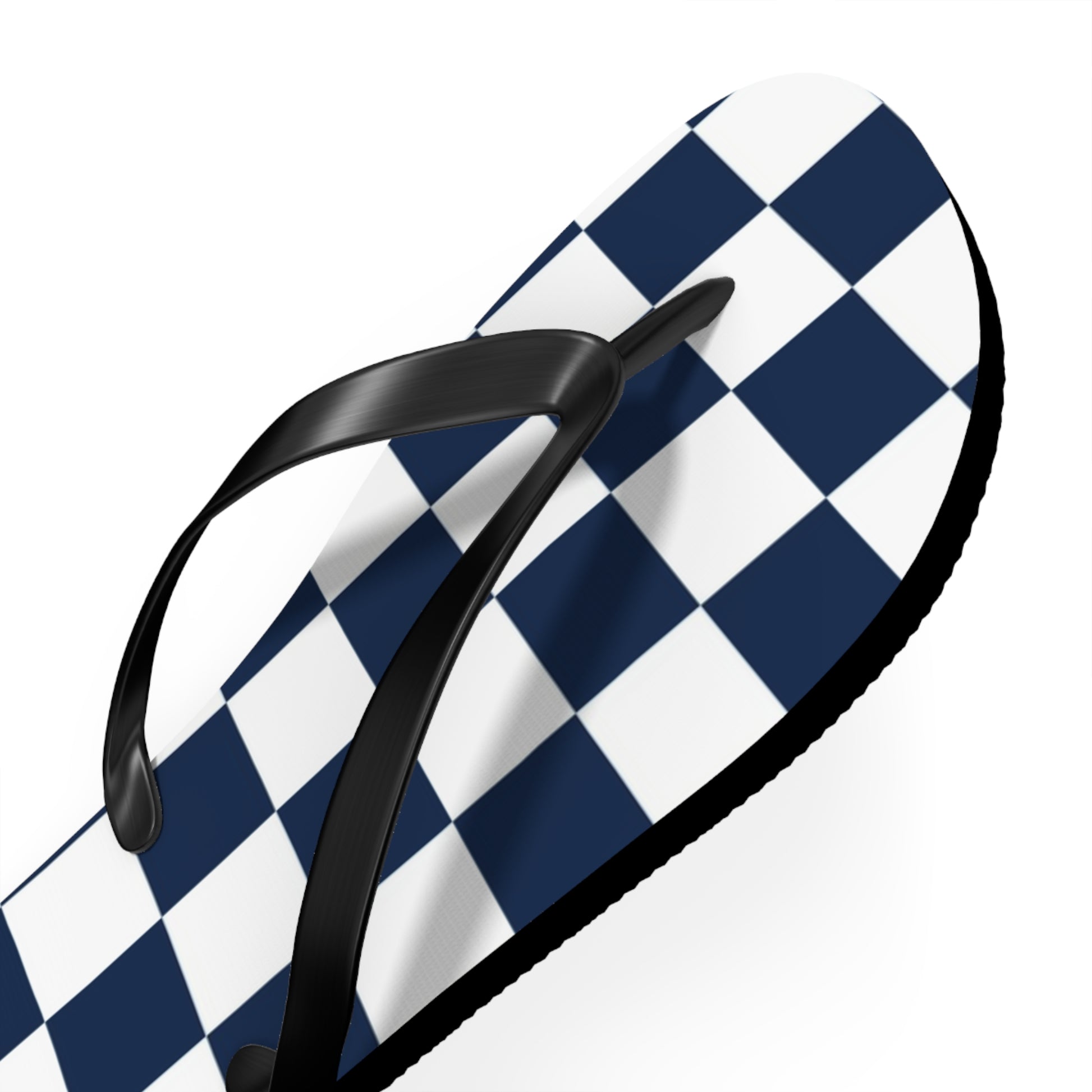 Checkerboard White and Navy Blue Flip Flops, Artsulli - Art is Long, Life is Short, Shoes, , , , , , , 