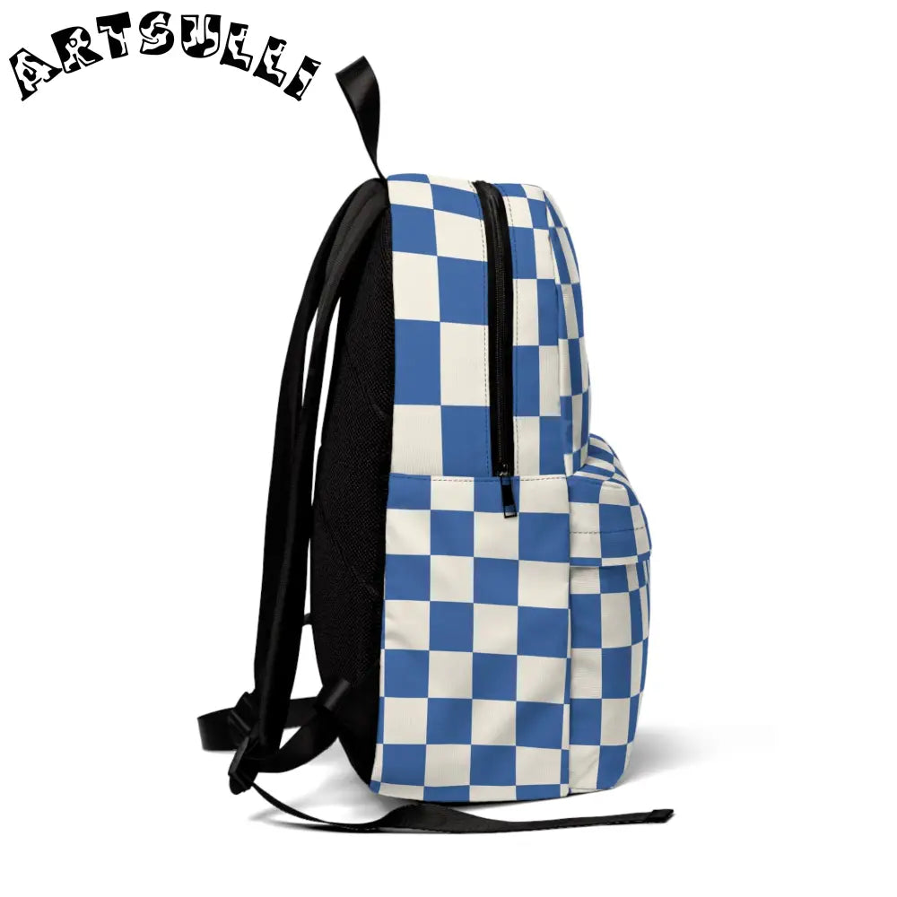 JAKKOUTTHEBXX Checkerboard Blue Unisex Classic Backpack