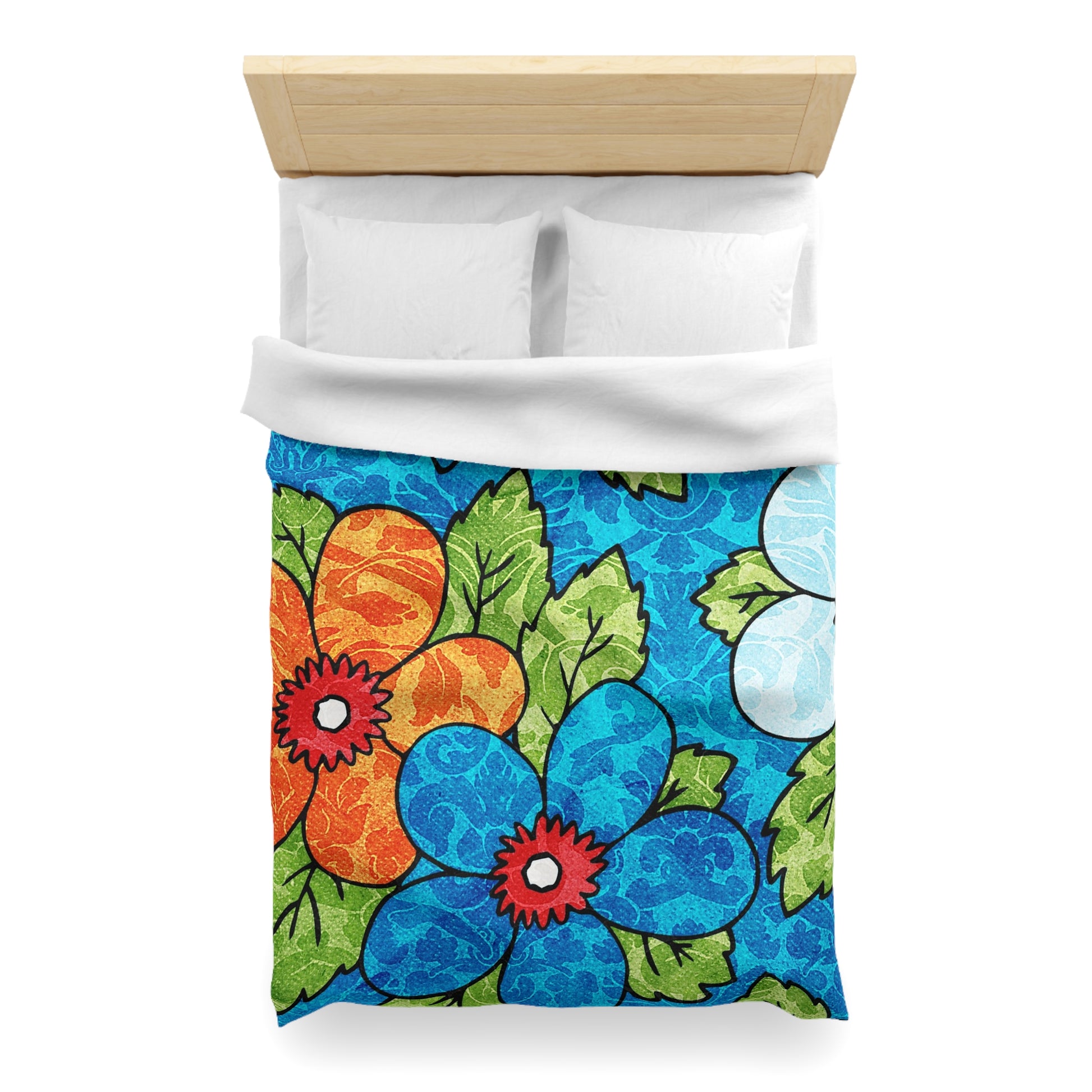 Blue Orange Groovy Microfiber Duvet Cover, Artsulli - Art is Long, Life is Short, Home Decor, , , , , , , 