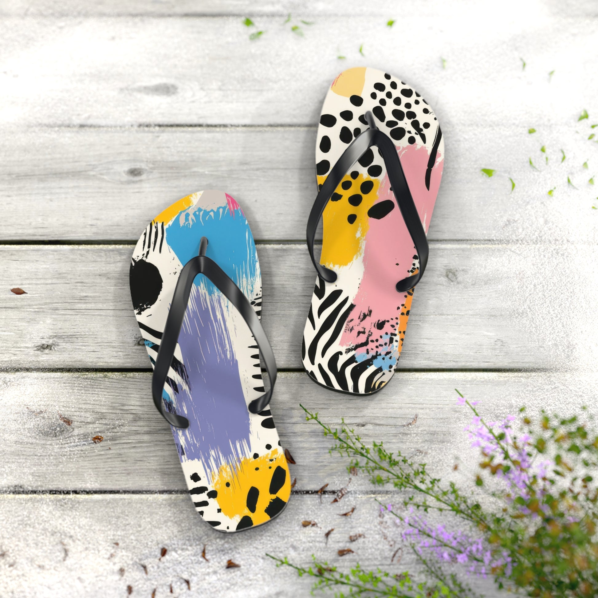 Rae Zebra Rhapsody II Flip Flops, Artsulli - Art is Long, Life is Short, Shoes, , , , , , , 