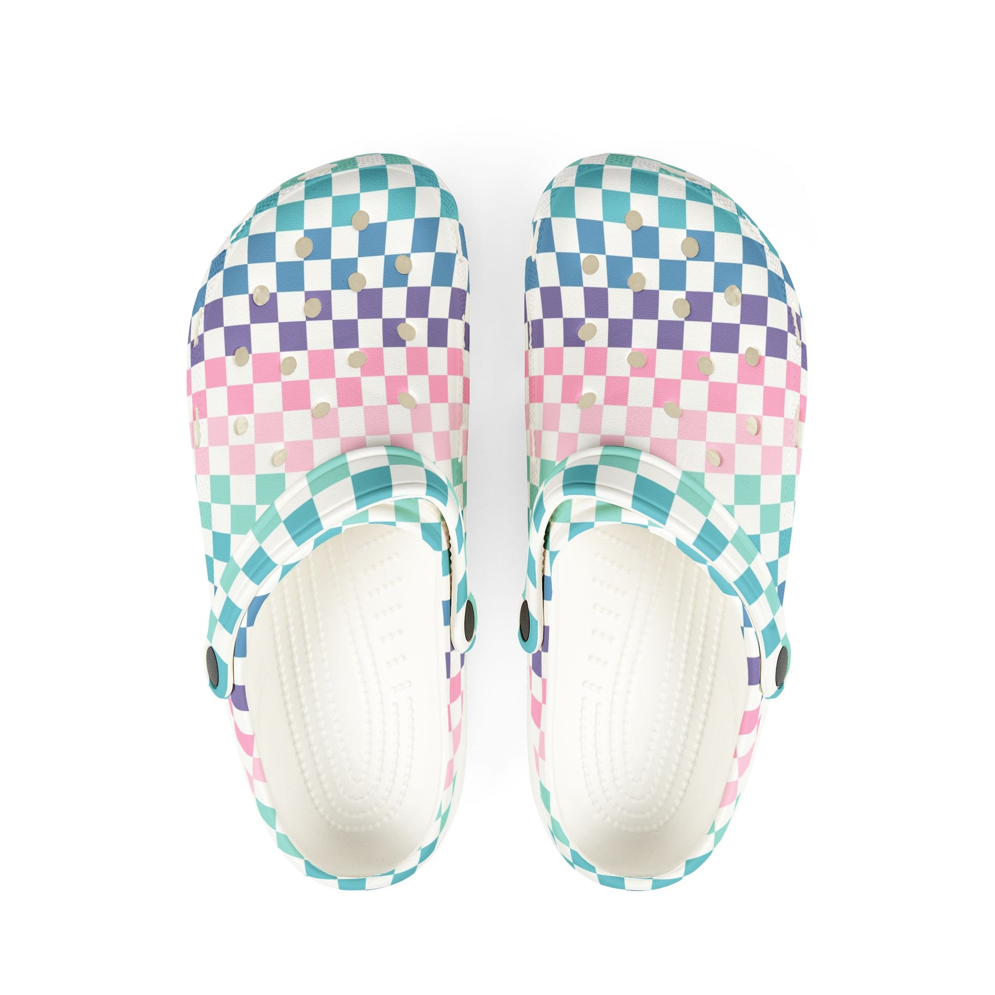 Vaporwave Rainbow  Checkerboard Multi-Color EVA Foam Rubber Shoes (AOP), Artsulli - Art is Long, Life is Short, Shoes, Size, US 6 (Women's), Color, White, , , 10141747943782027315