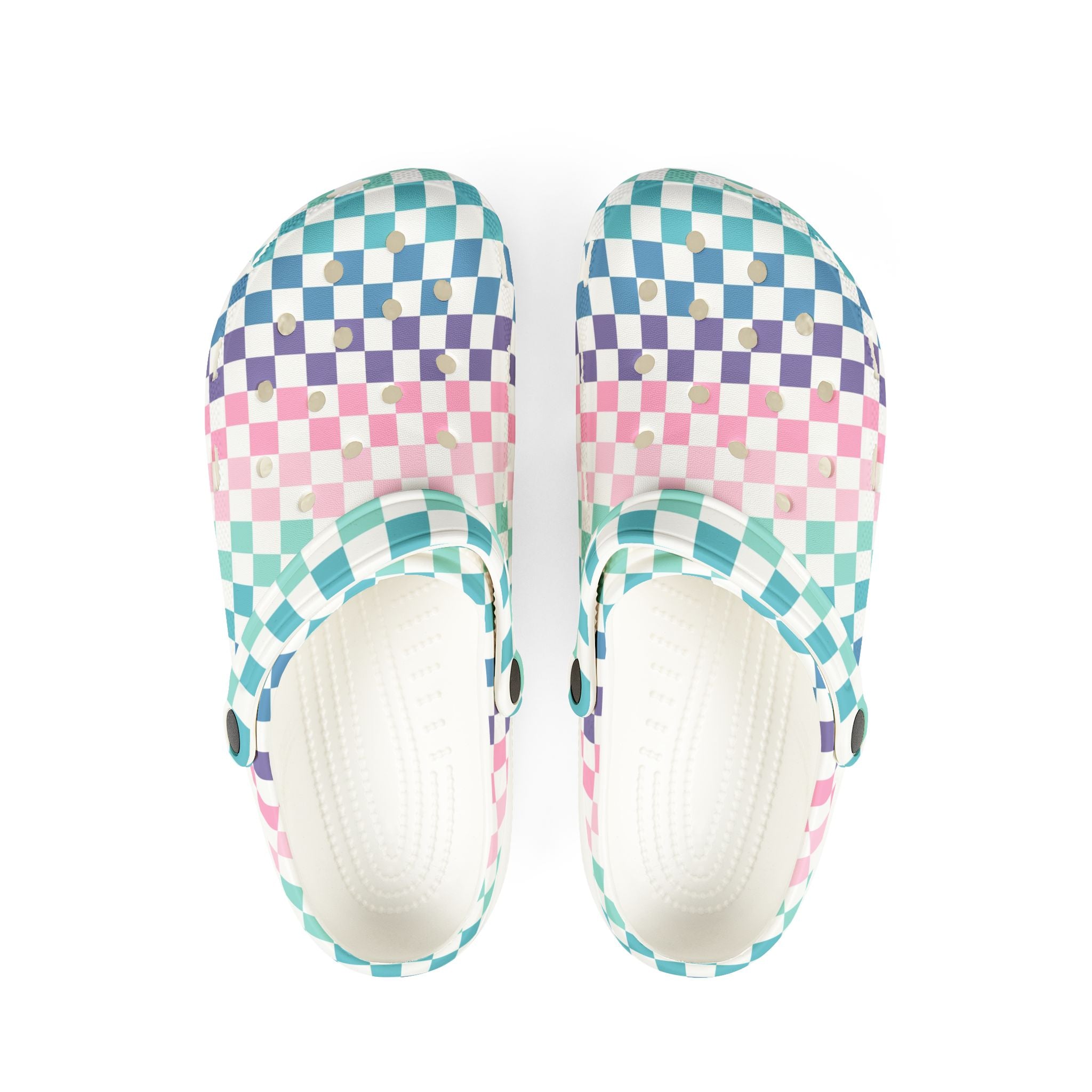 Vaporwave Rainbow  Checkerboard Multi-Color EVA Foam Rubber Shoes (AOP), Artsulli - Art is Long, Life is Short, Shoes, Size, US 6 (Women's), Color, White, , , 10141747943782027315