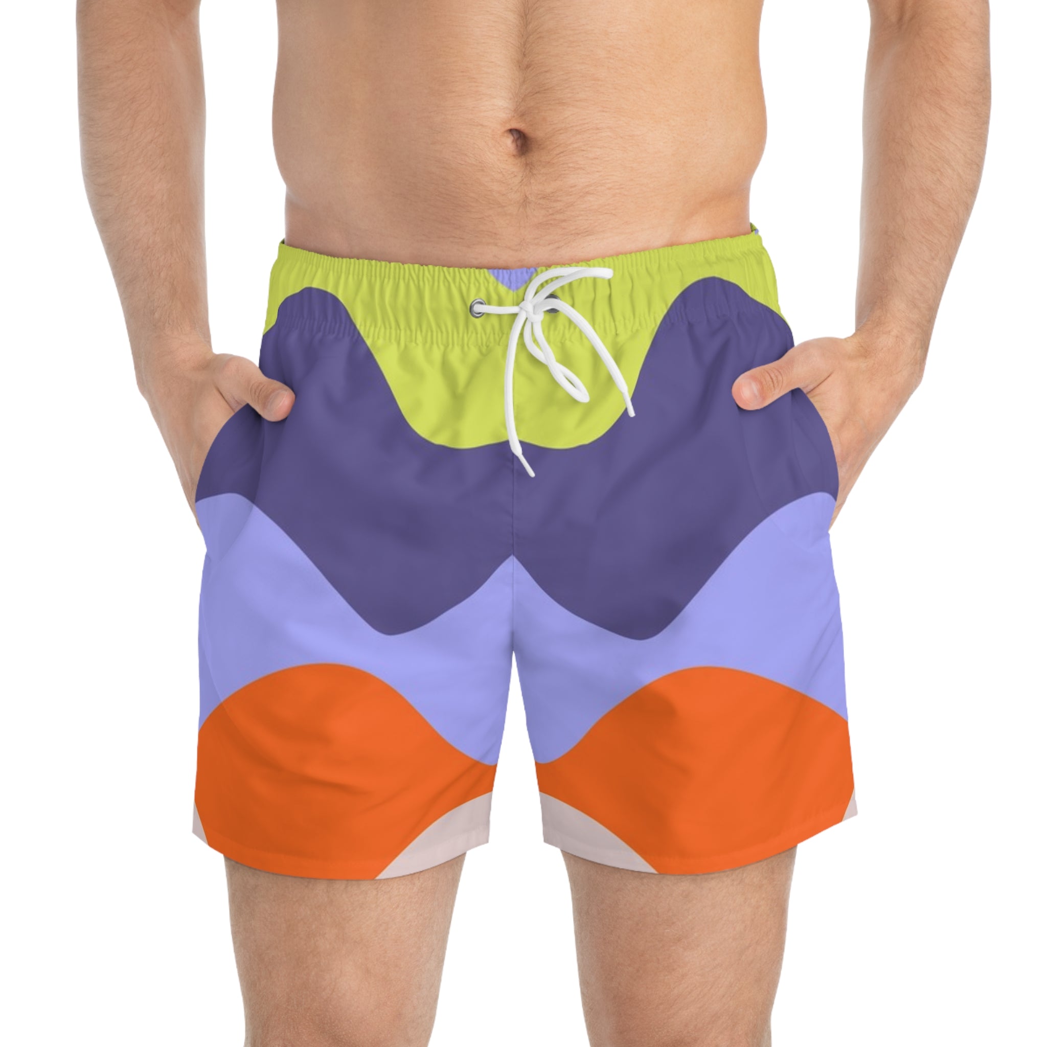 Waves Yellow and Blue Swim Trunks (AOP), Artsulli - Art is Long, Life is Short, All Over Prints, , , , , , , 