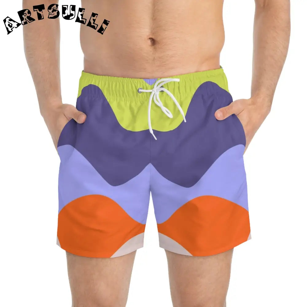JAKKOUTTHEBXX Waves Yellow and Blue Swim Trunks (AOP) JAKKOUTTHEBXX