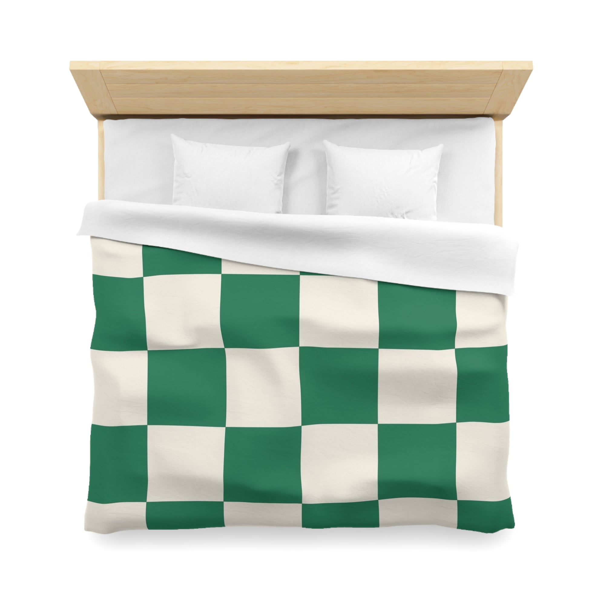 Checkerboard Dark Green Microfiber Duvet Cover, Artsulli - Art is Long, Life is Short, Home Decor, , , , , , , 