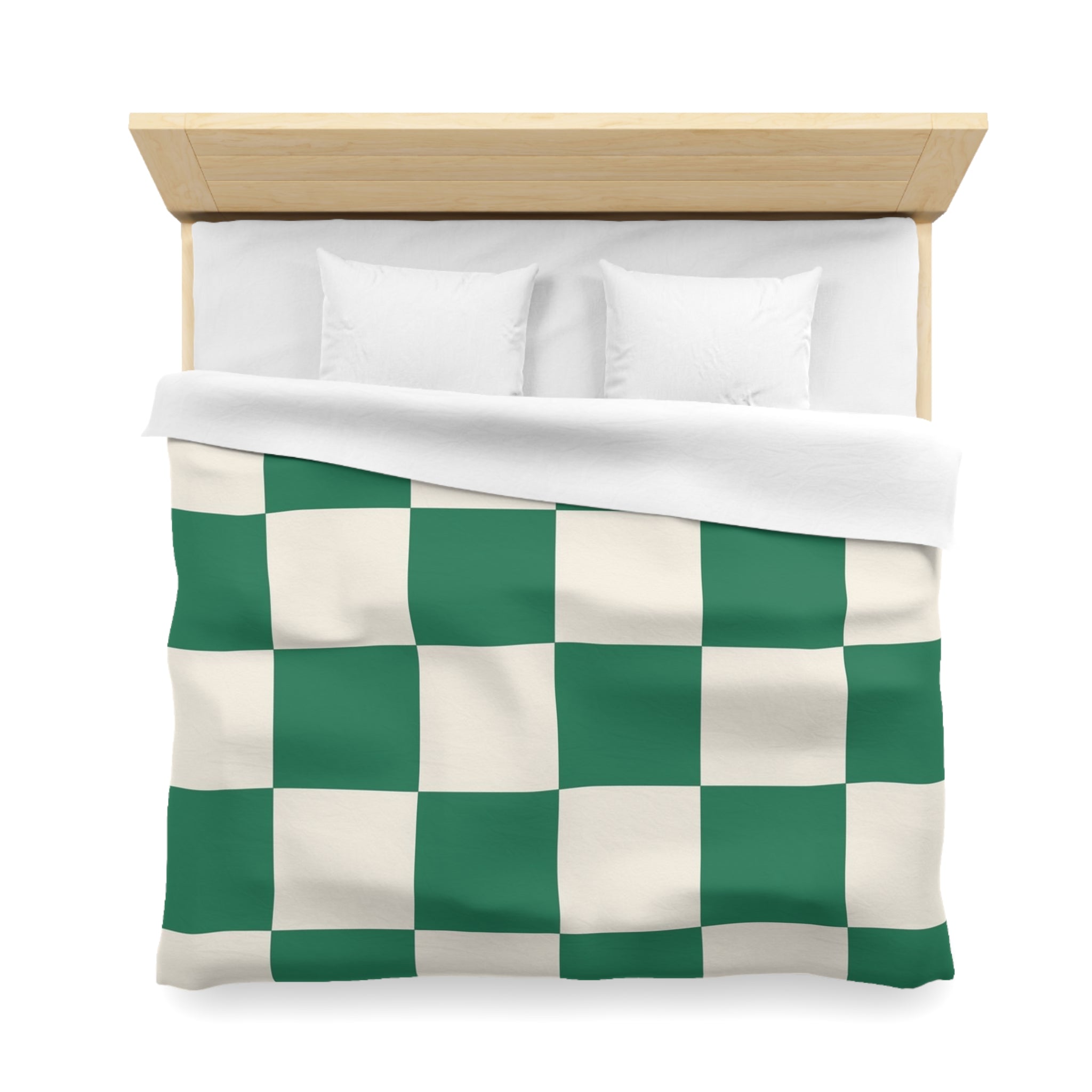 Checkerboard Dark Green Microfiber Duvet Cover, Artsulli - Art is Long, Life is Short, Home Decor, , , , , , , 