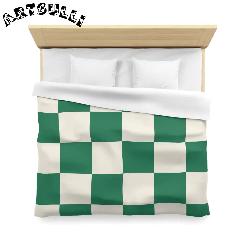 JAKKOUTTHEBXX Checkerboard Dark Green Microfiber Duvet Cover