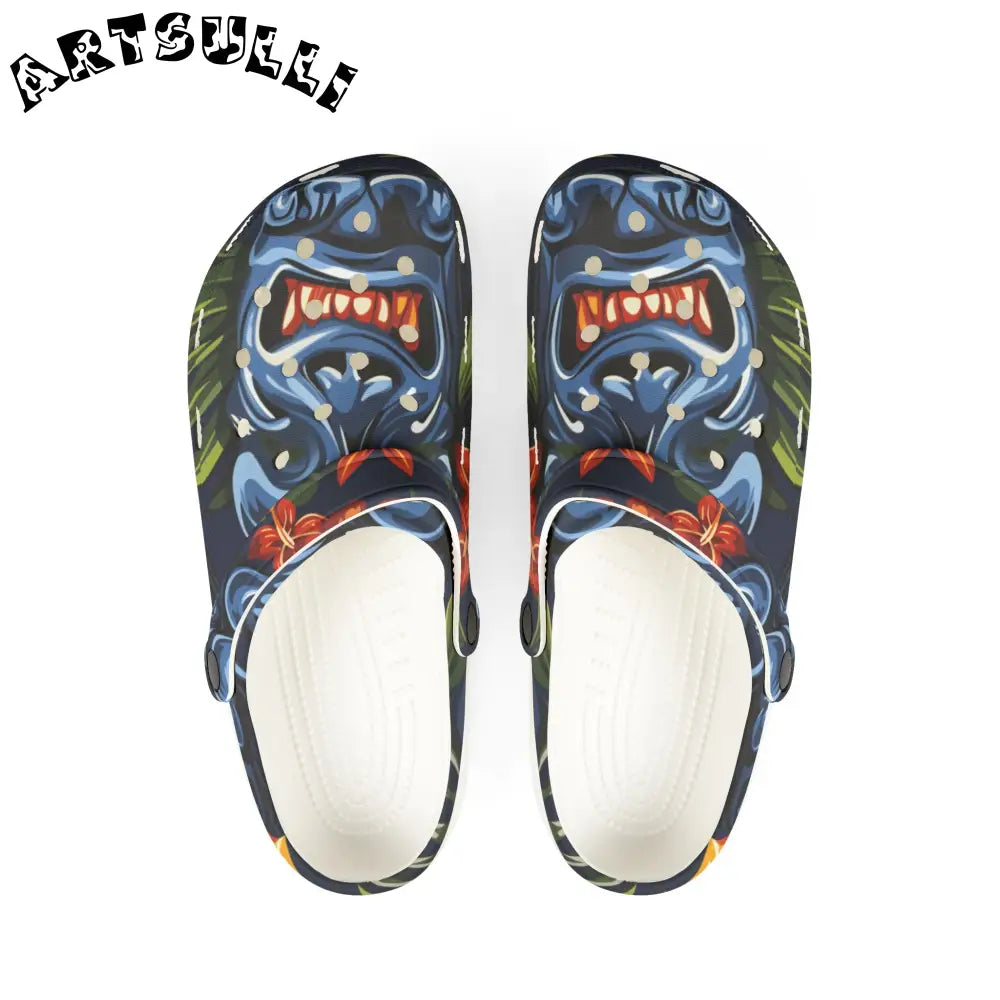 JAKKOUTTHEBXX Tropical Monster Navy Blue EVA Foam Clogs 2025