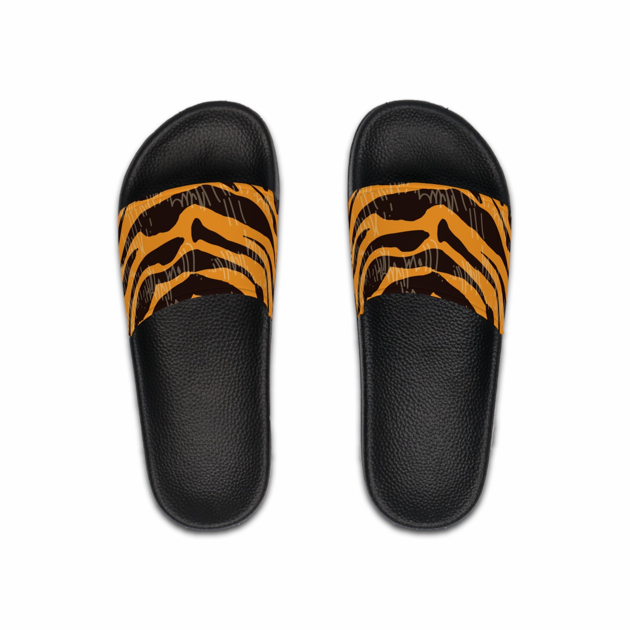 Tiger Scratches Orange & Black Men's Slide Sandals, Artsulli - Art is Long, Life is Short, Shoes, Color, Black sole, Size, US 6, , , 13024236652656