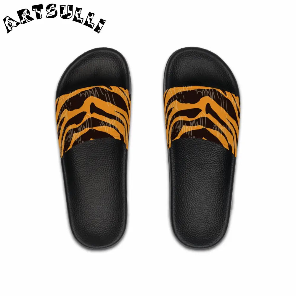 JAKKOUTTHEBXX Tiger Scratches Orange & Black Men’s Slide Sandals