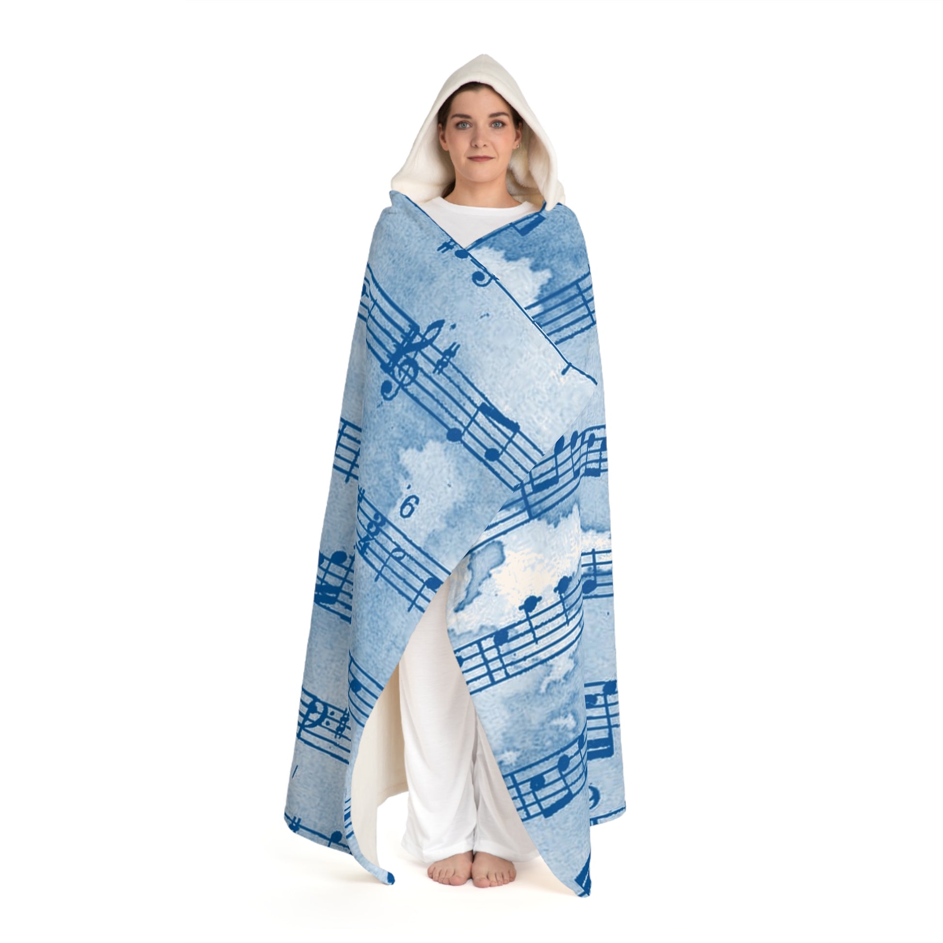 Drip Spill Type Beat Sheet Music Blue Hooded Sherpa Fleece Blanket, Artsulli - Art is Long, Life is Short, All Over Prints, , , , , , , 