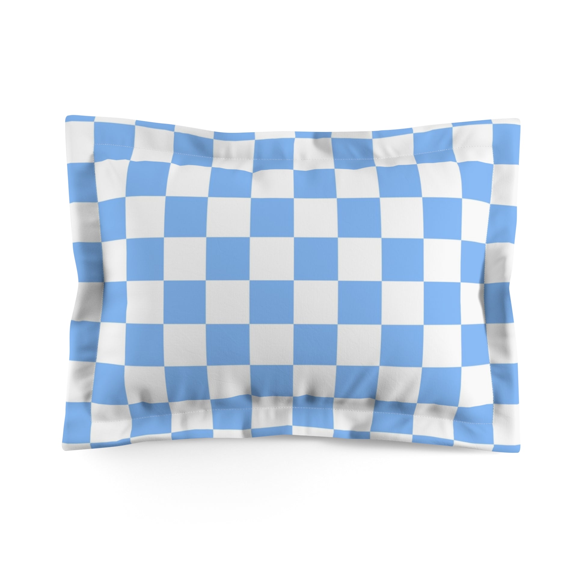 Checkerboard White and Light Blue Microfiber Pillow Sham, Artsulli - Art is Long, Life is Short, Home Decor, Size, Standard, , , , , 26164188855809890332
