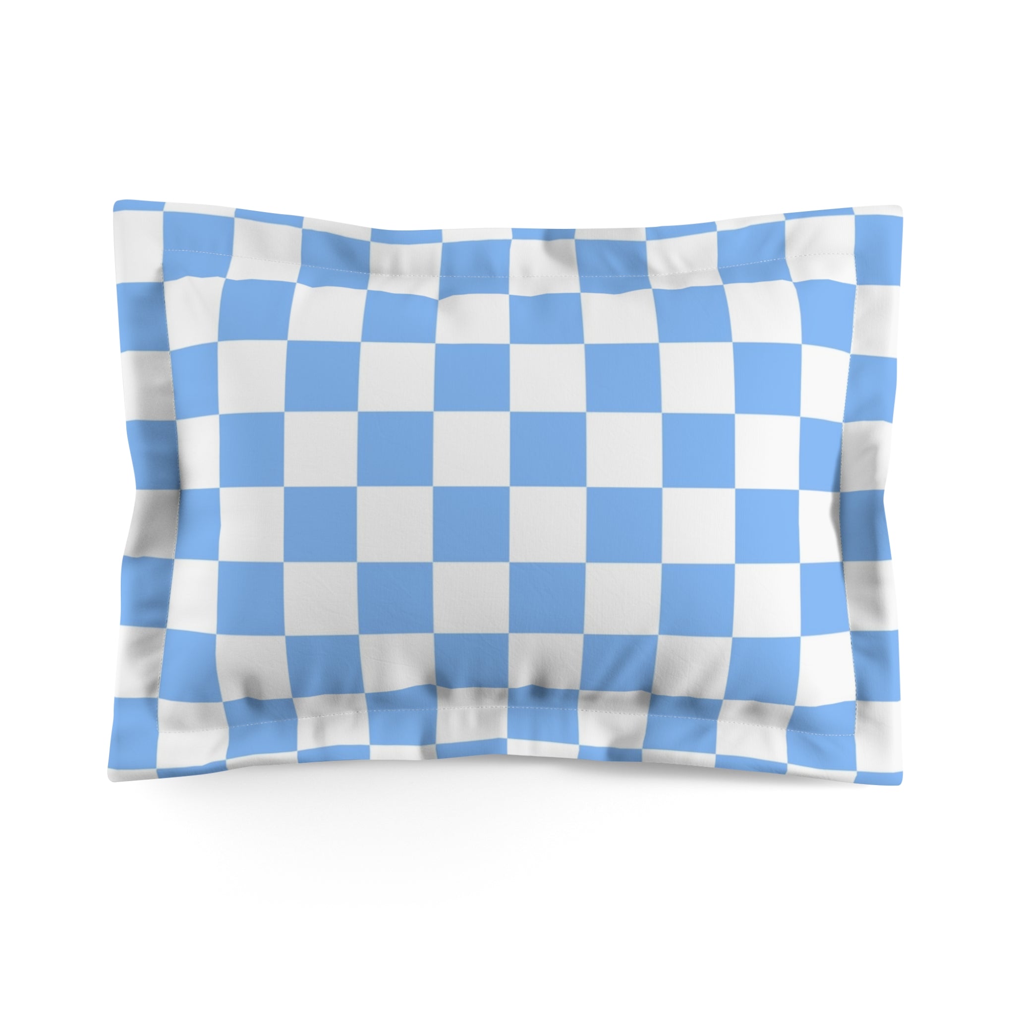 Checkerboard White and Light Blue Microfiber Pillow Sham, Artsulli - Art is Long, Life is Short, Home Decor, Size, Standard, , , , , 26164188855809890332
