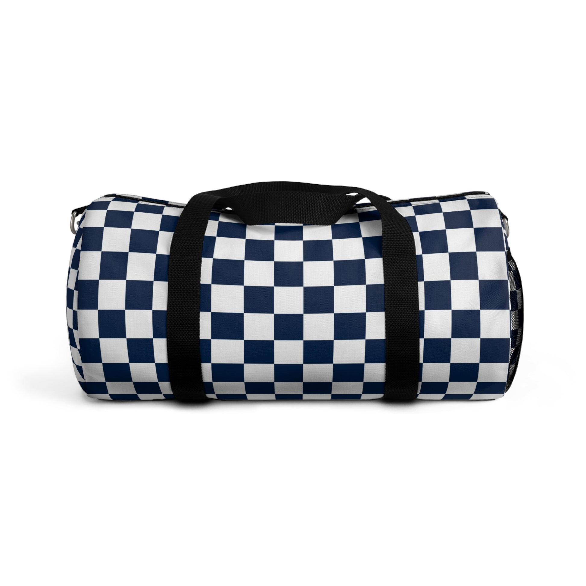 Checkerboard II White and Navy Blue Duffel Bag, Artsulli - Art is Long, Life is Short, Bags, Size, Small, , , , , 14799142590706043997