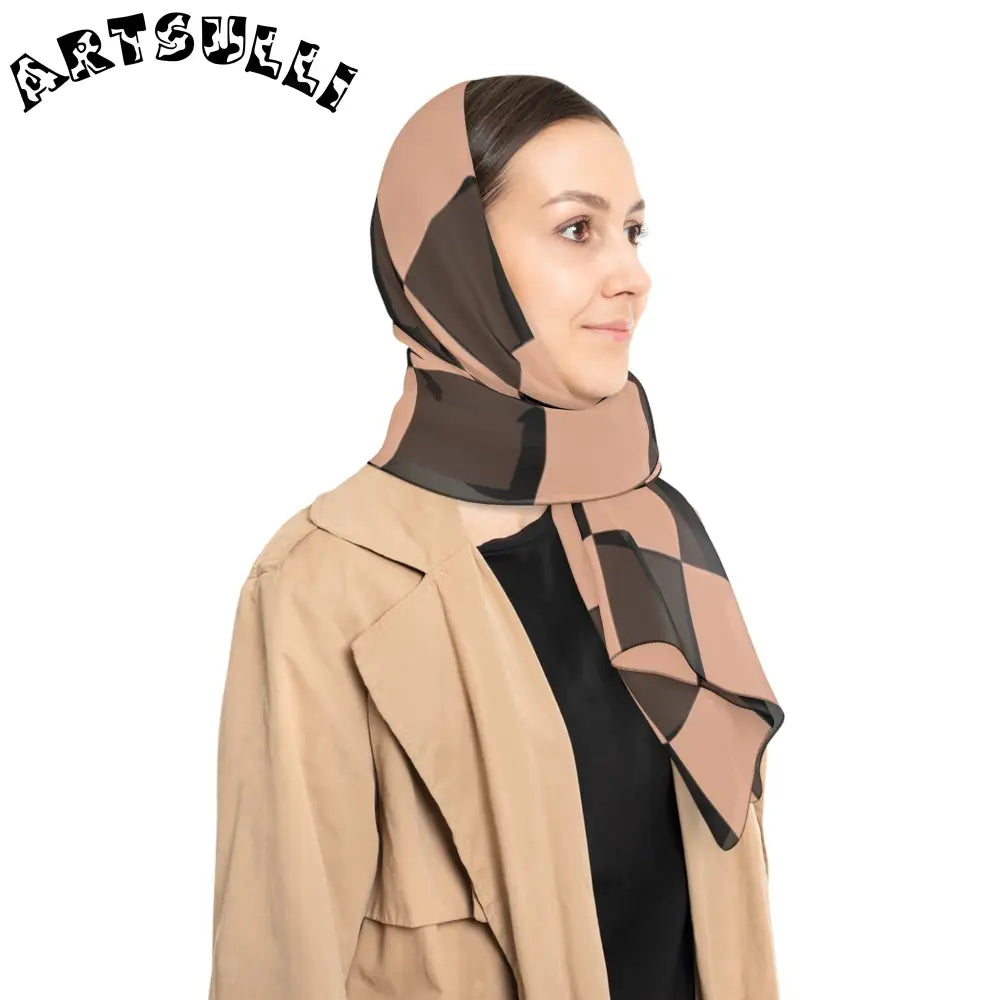 JAKKOUTTHEBXX Checkerboard Soft Orange and Black Poly Scarf