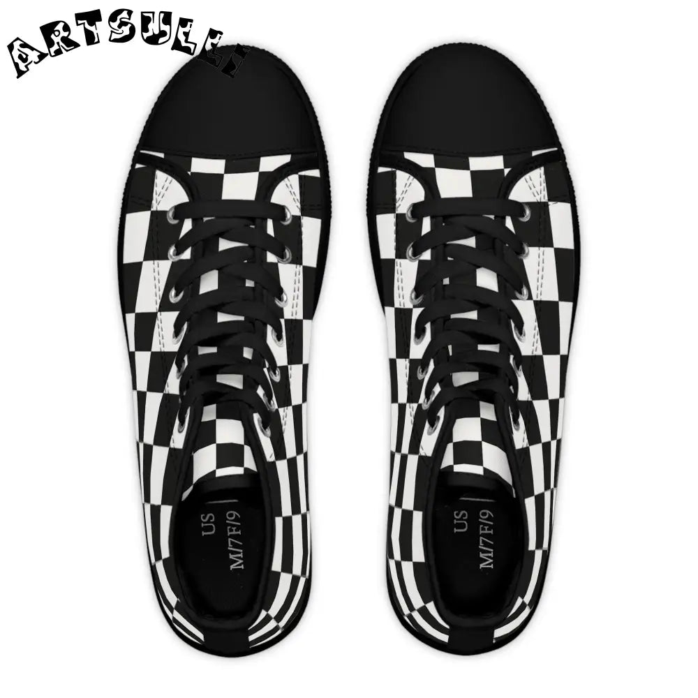 JAKKOUTTHEBXX Checkerboard White and Black Women’s High Top Sneakers