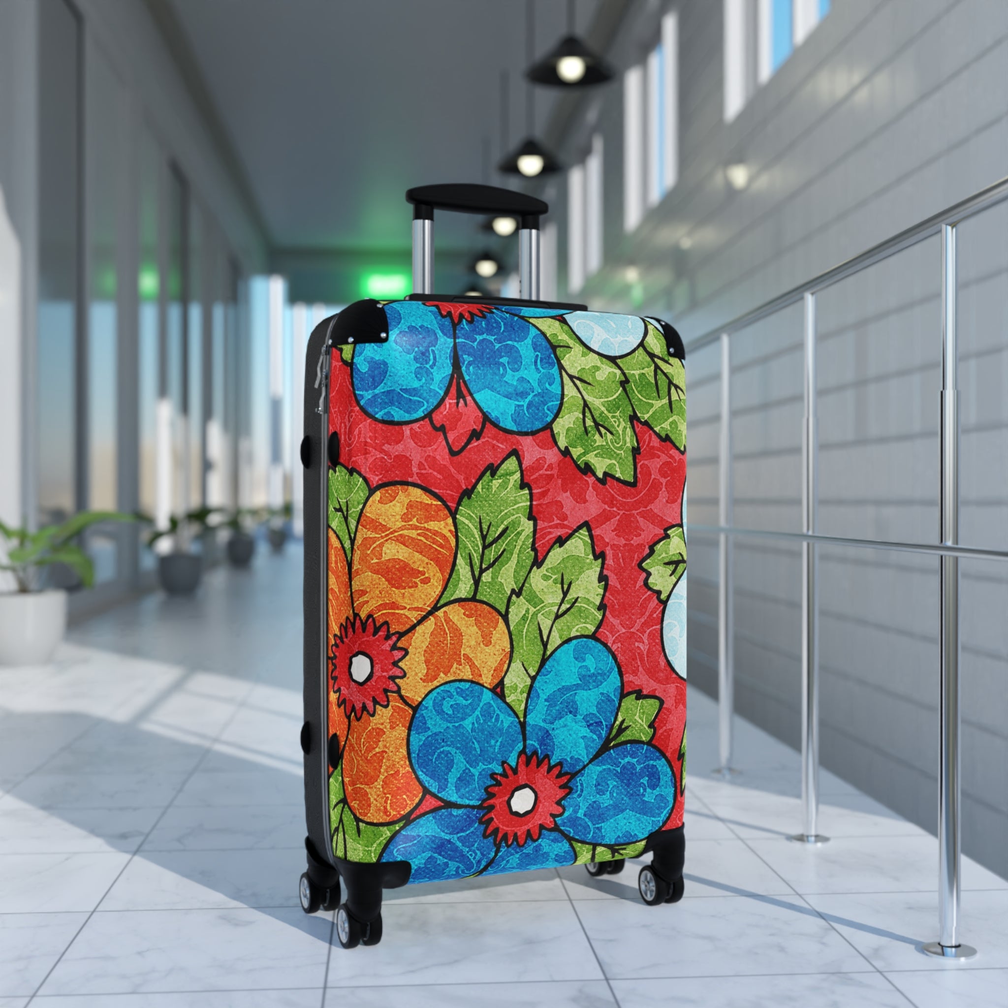 Groovy Red Floral Kl Suitcase, Artsulli - Art is Long, Life is Short, Bags, , , , , , , 