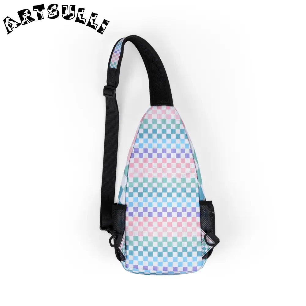 JAKKOUTTHEBXX Vaporwave Rainbow Checkerboard Chest Bag (AOP)