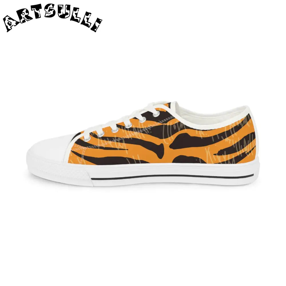 JAKKOUTTHEBXX Tiger Scratches Orange and Black Men’s Low Top
