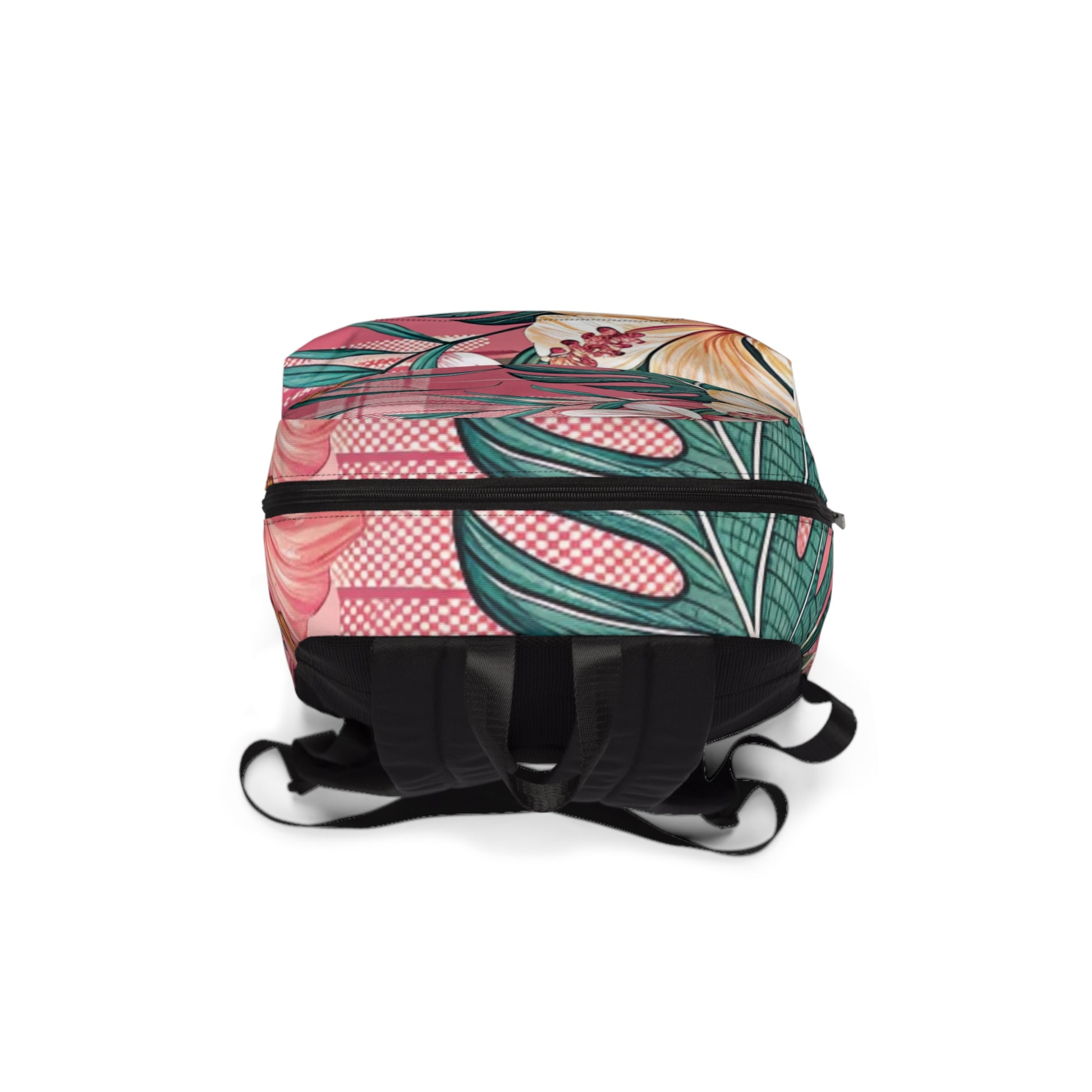 Plaid x Floral Burgundy and Green Unisex Classic Backpack, Artsulli - Art is Long, Life is Short, Bags, , , , , , , 