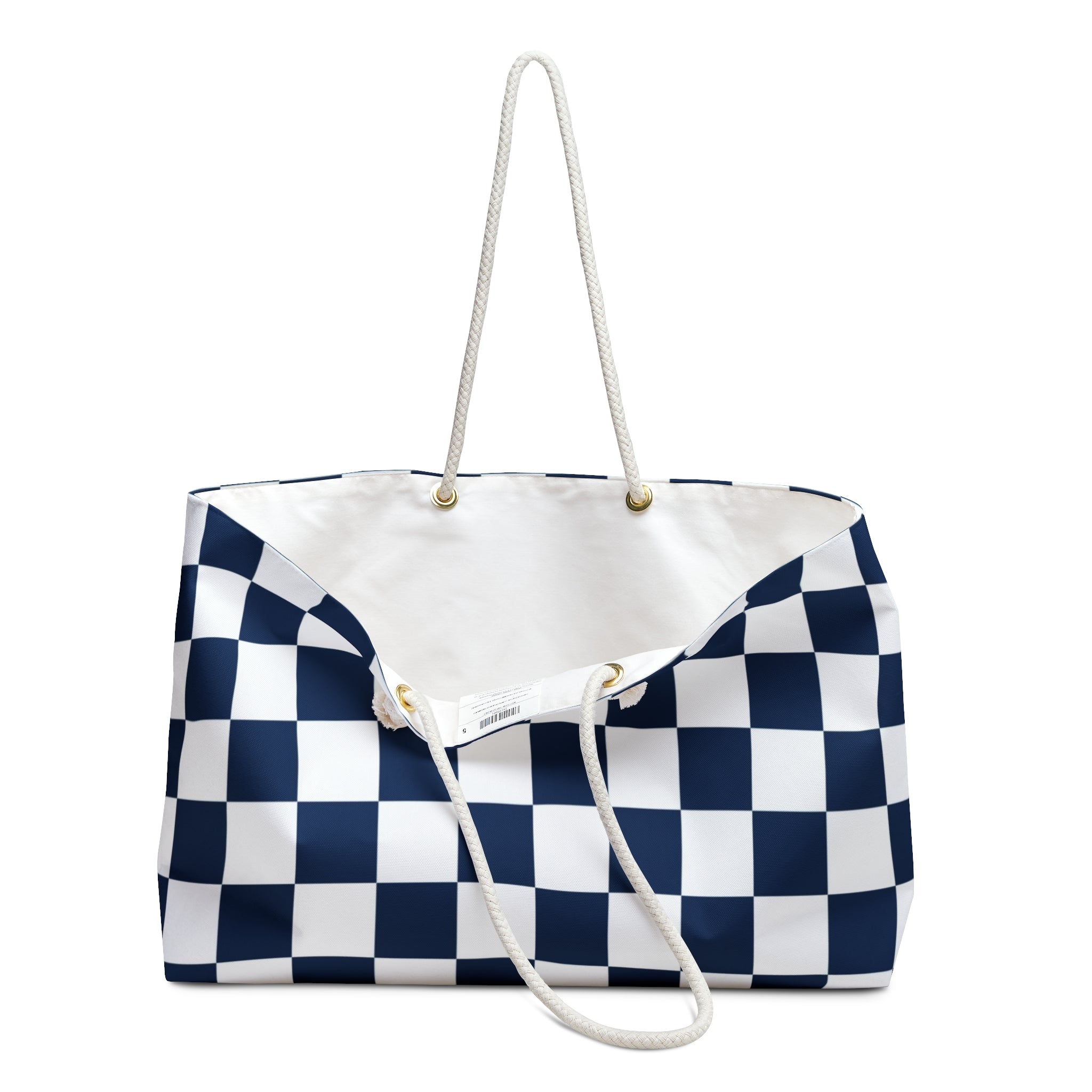 Checkerboard White and Navy Blue Weekender Bag, Artsulli - Art is Long, Life is Short, Bags, , , , , , , 